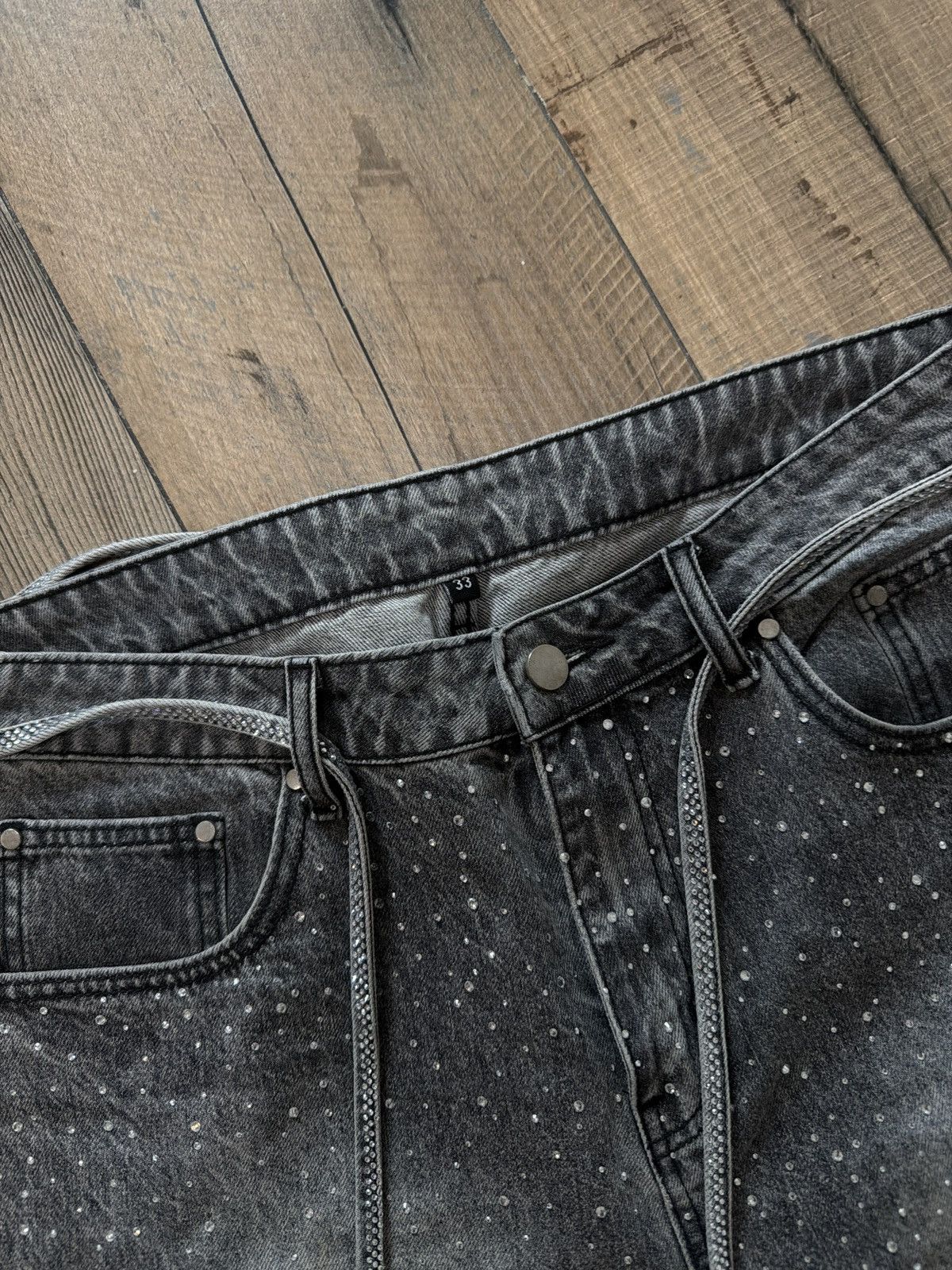 Other 77Studios Grey popstar denim rhinestone jorts Size US 32 / EU 48 - 3 Thumbnail