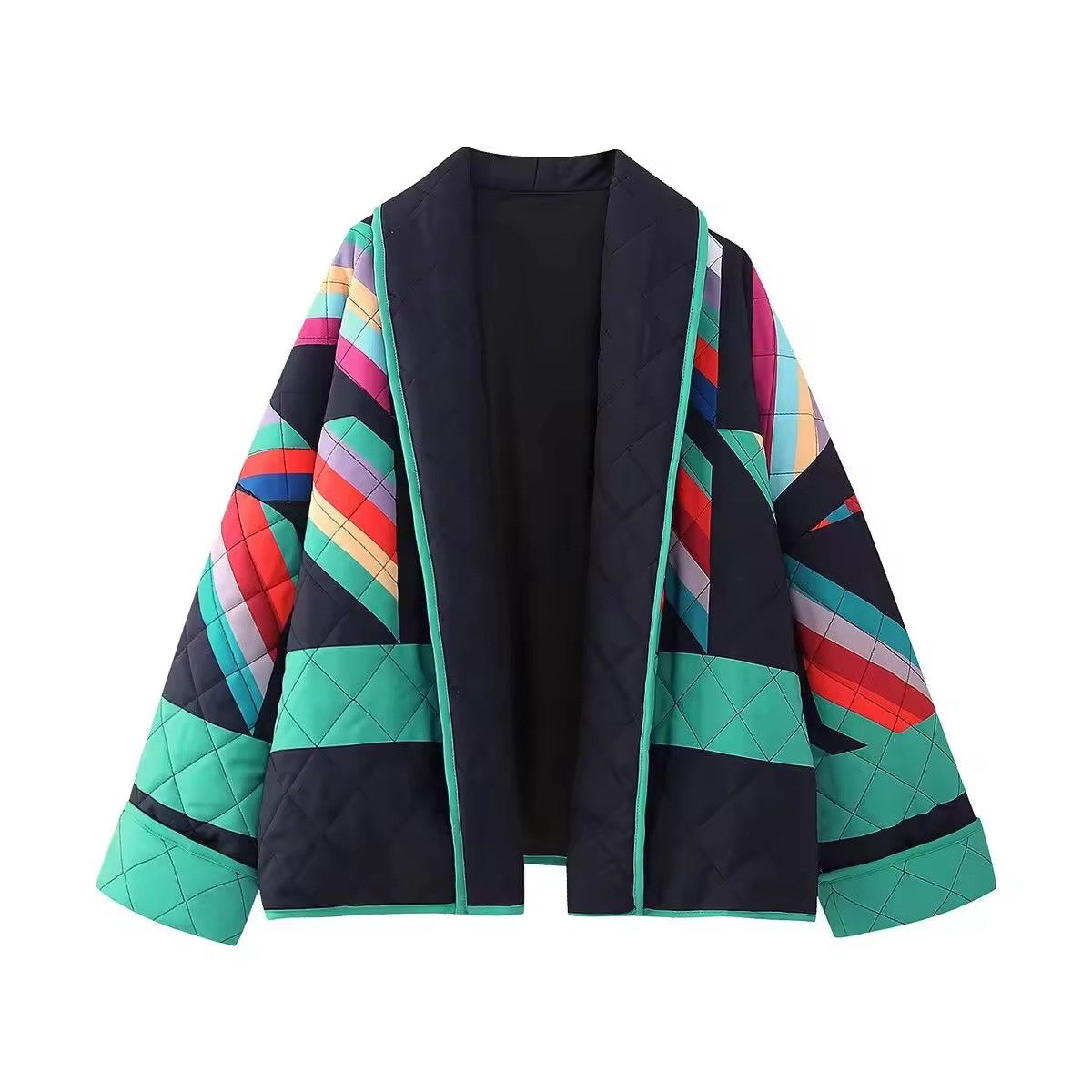 Japanese Brand Geometric Print Spliced Oversize Cardigan Jacket Size L / US 10 / IT 46 - 4 Thumbnail