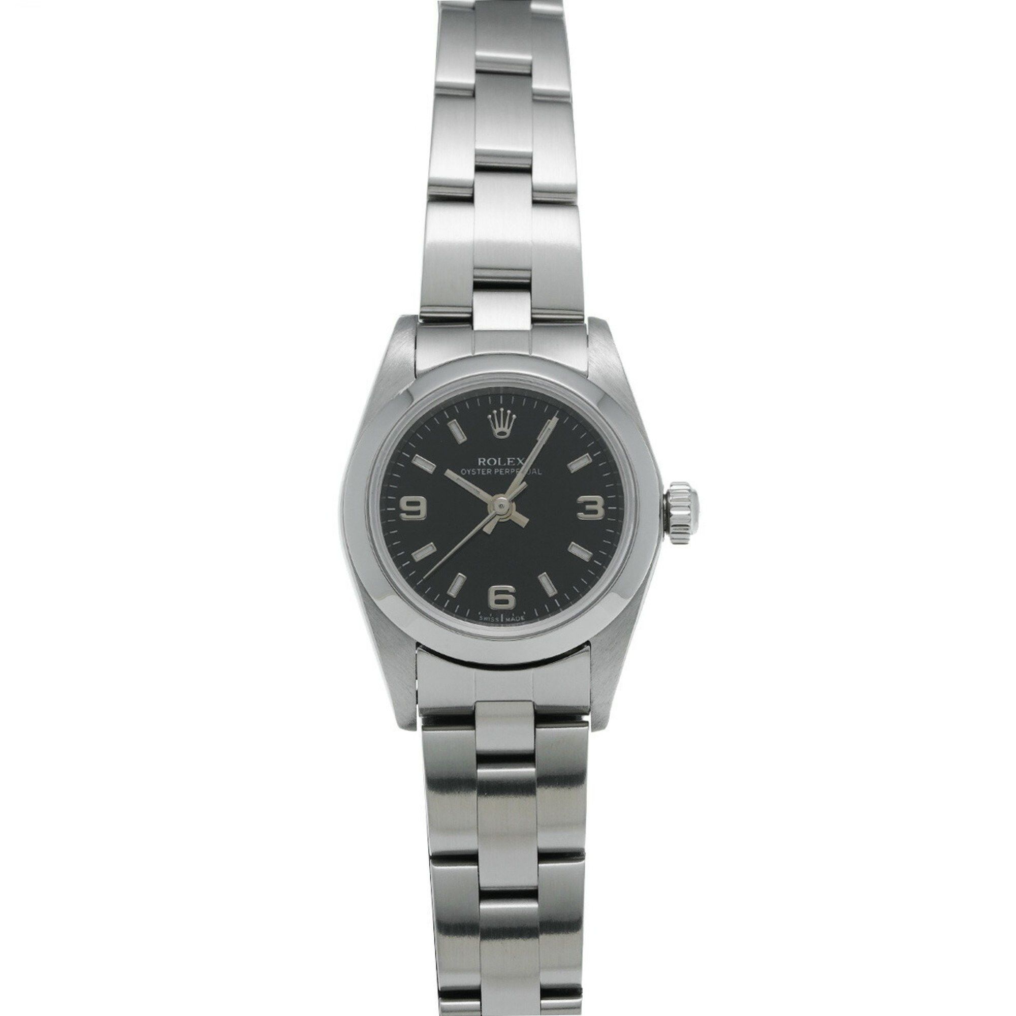 Rolex Oyster Perpetual 76080 A Series (Manufactured In 1999) Black Ladies Watch Automatic Winding, Women's