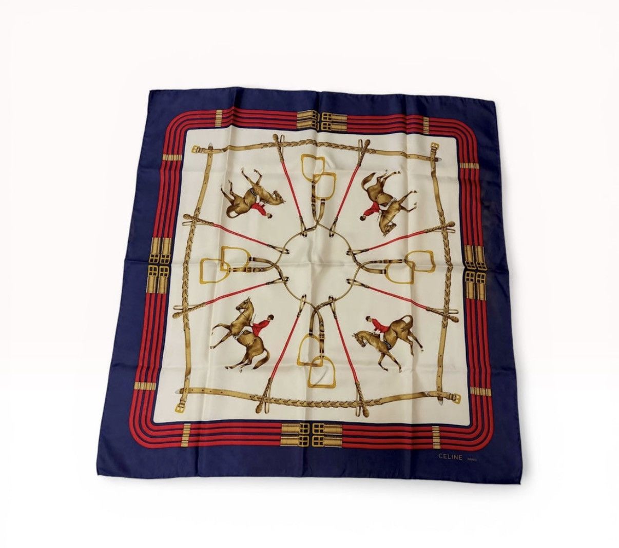 Celine Celine Paris Equestrian Jumping Pattern Silk Scarf Size ONE SIZE - 1 Thumbnail