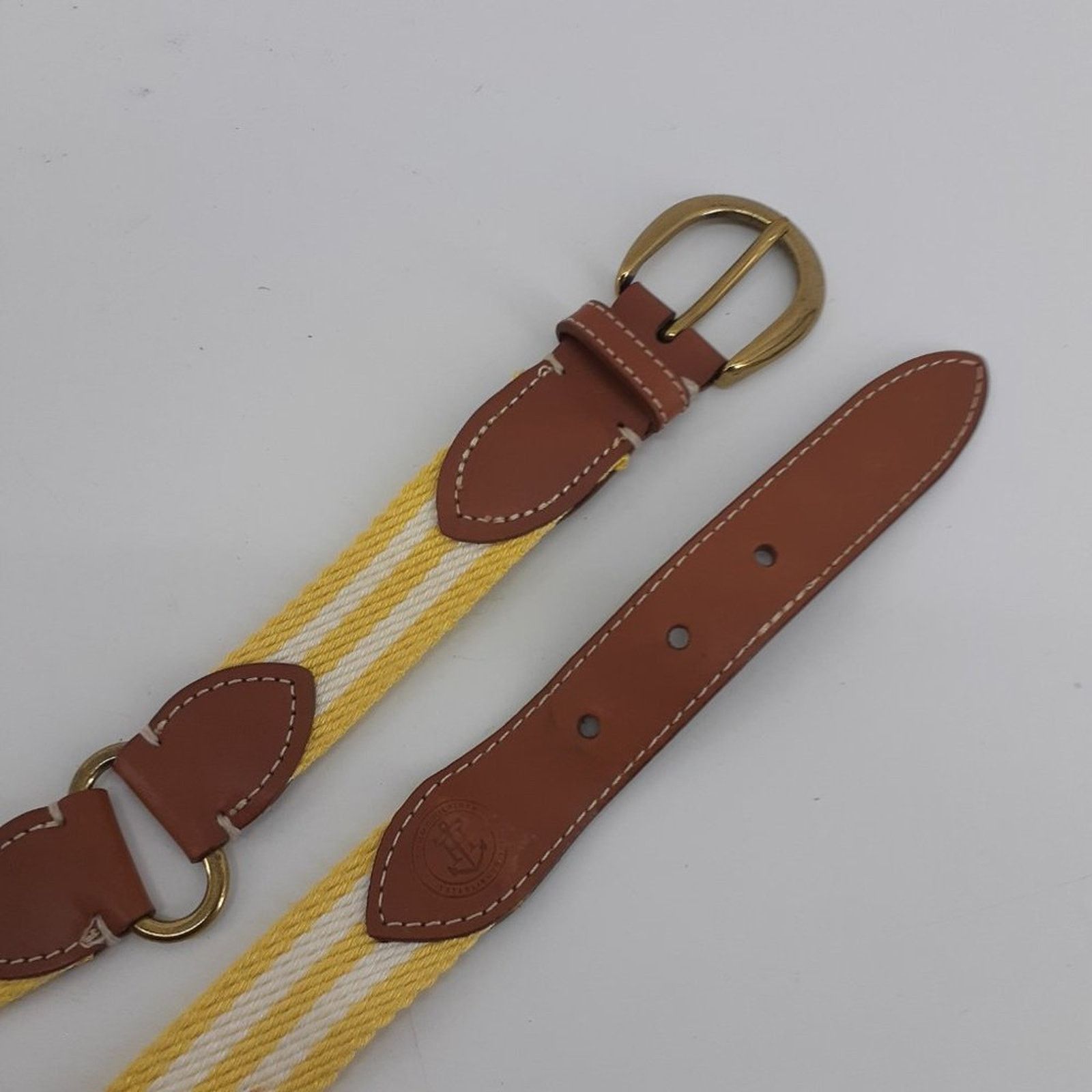 Tommy Hilfiger Tommy Hilfiger Striped Hub Yellow White Brown Leather Cotton Size ONE SIZE - 4 Thumbnail