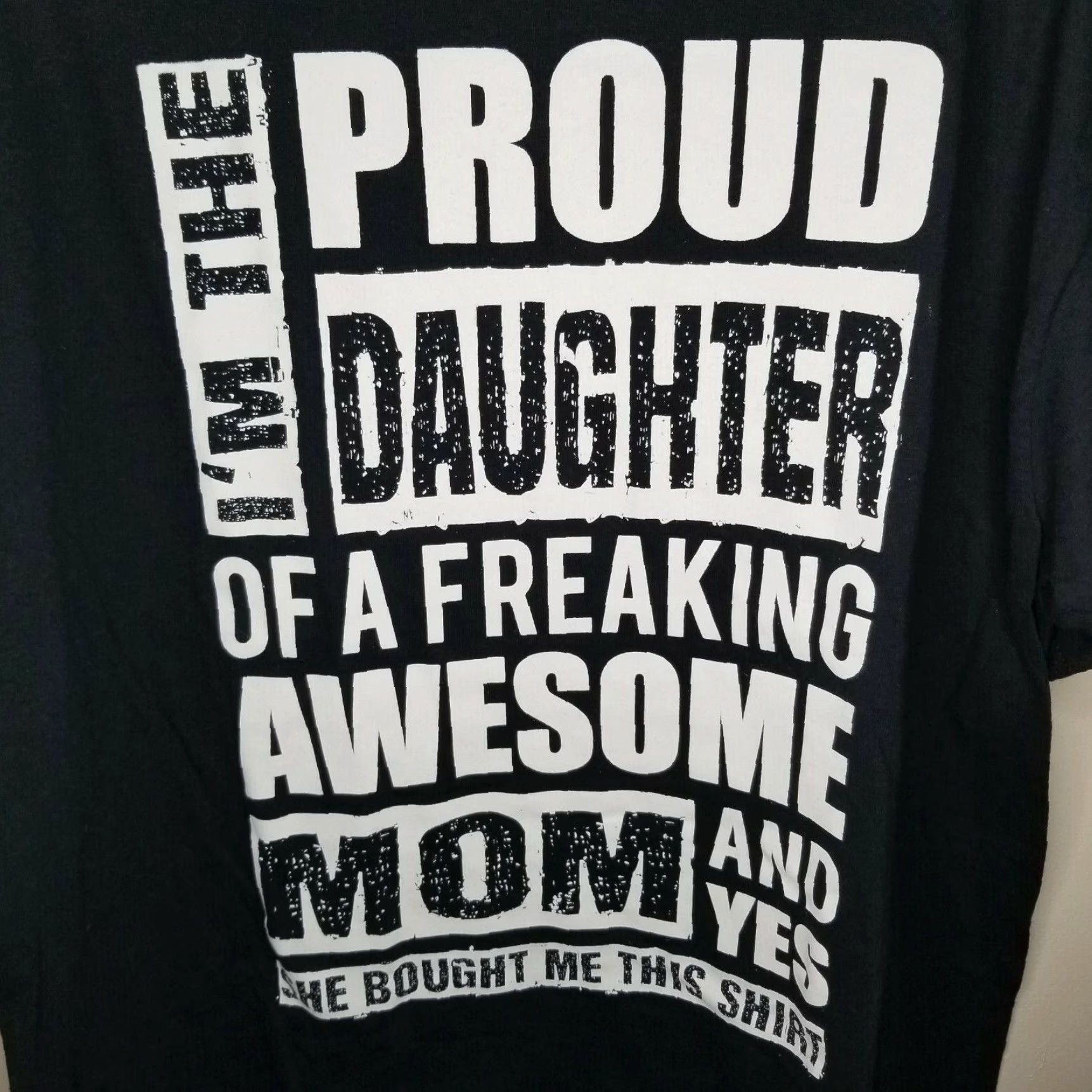 Gildan Gildan Womens Short Sleeve T-Shirt Black Im The Proud Daughter Of A Freaking Awesome Mom Funny Mother's Day Gift Large Size 36" / US 14 / IT 50 - 2 Thumbnail