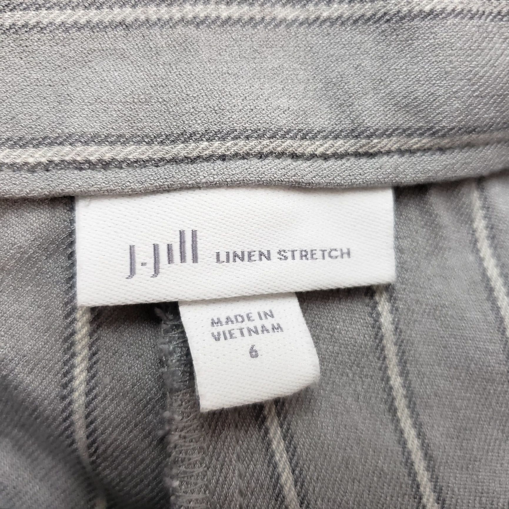 J. Jill J Jill Womens Linen Stretch Cropped Pants Sz 6 Gray Striped Mid Rise Size 28" / US 6 / IT 42 - 6 Thumbnail