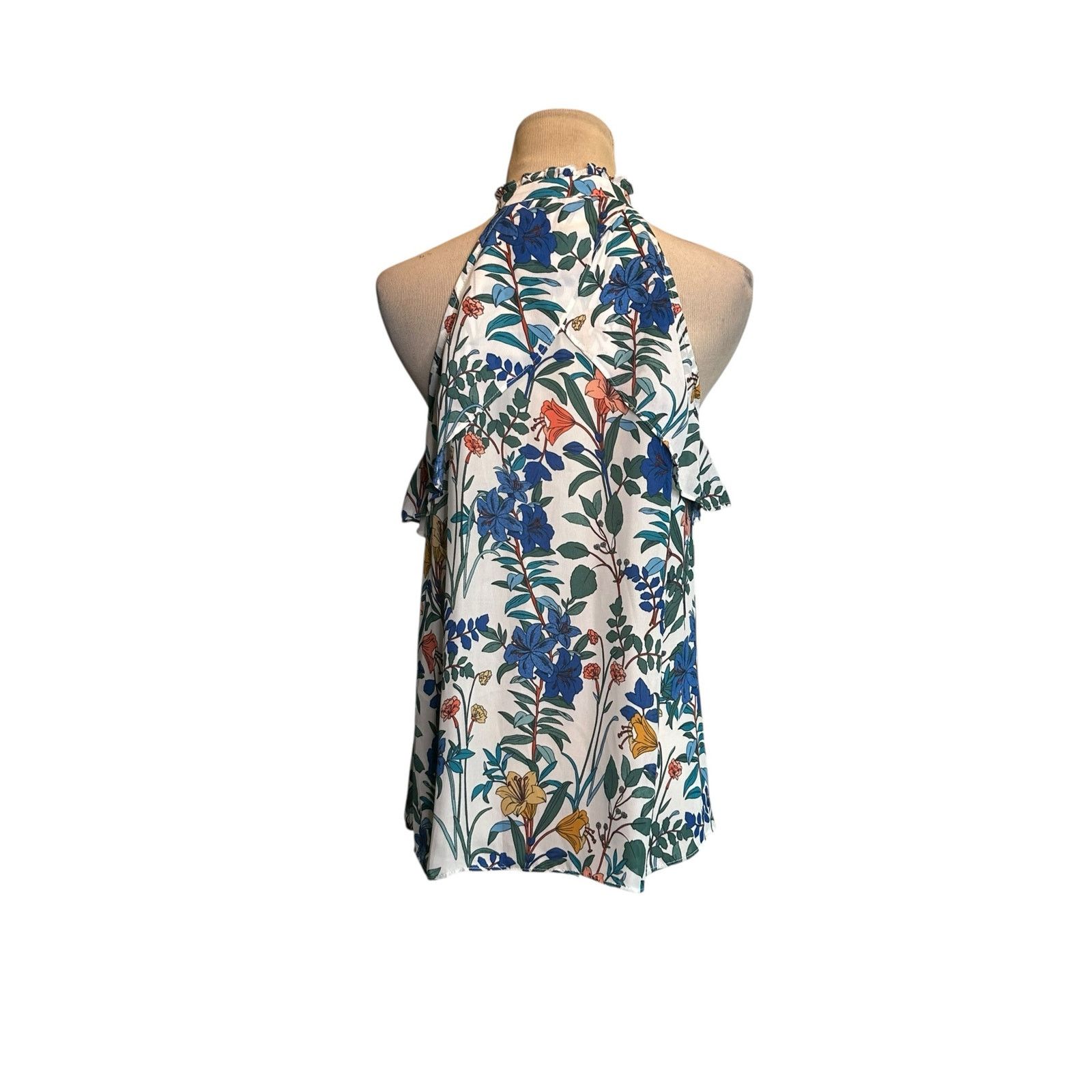 Parker Parker Blue Yellow Floral Sleeveless Blouse size small Size S / US 4 / IT 40 - 12 Thumbnail