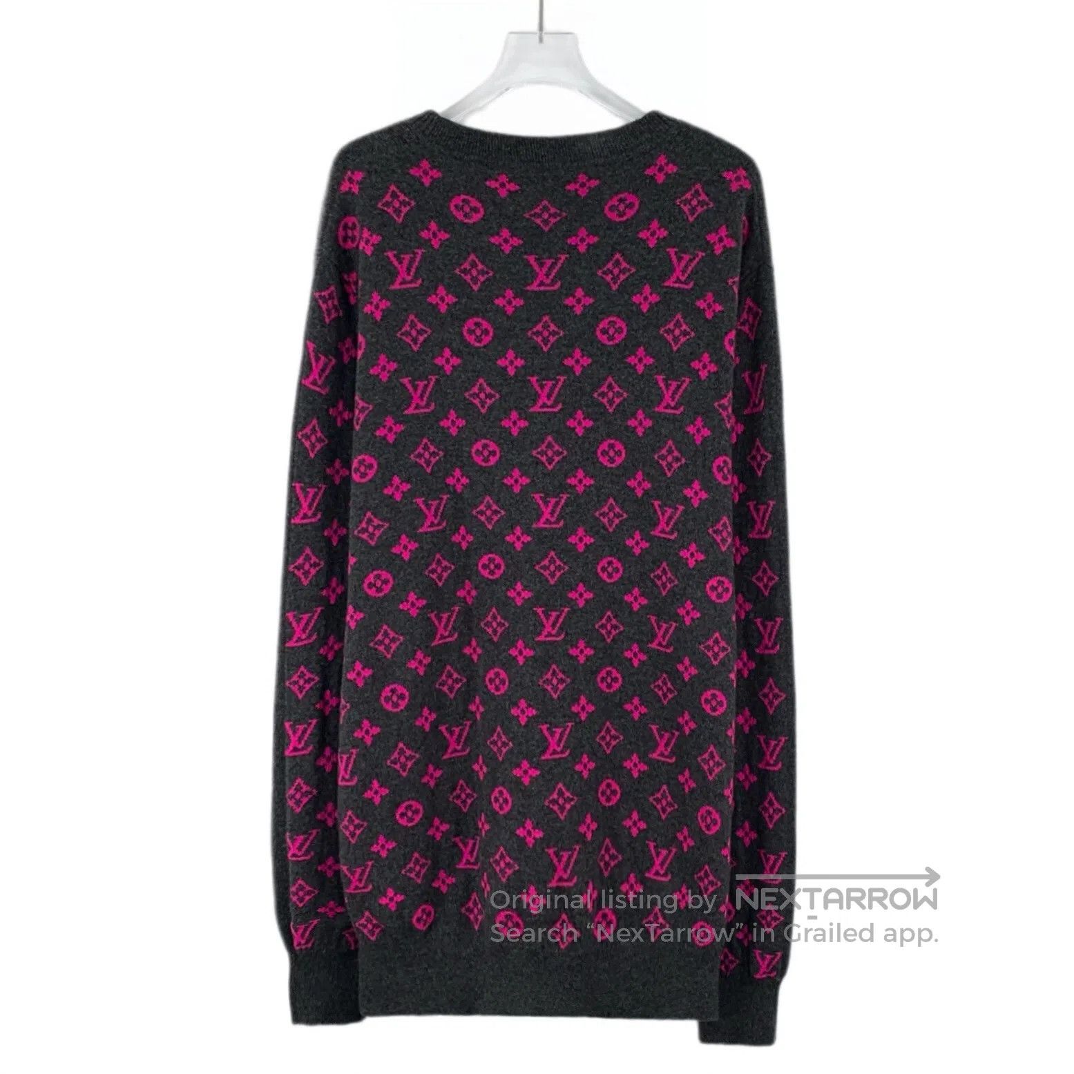 Louis Vuitton Louis Vuitton Dark Gray Back Monogrammed Cashmere Round Ne Size US XL / EU 56 / 4 - 2 Thumbnail