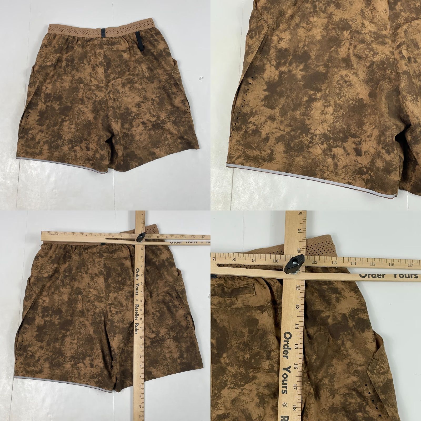 Vintage VRST Shorts Mens S Brown Tie Dye Lined 6.5in Inseam Athletic Pockets Moisture Wicking Drawstring Reflective Size US 26 / EU 42 - 8 Thumbnail