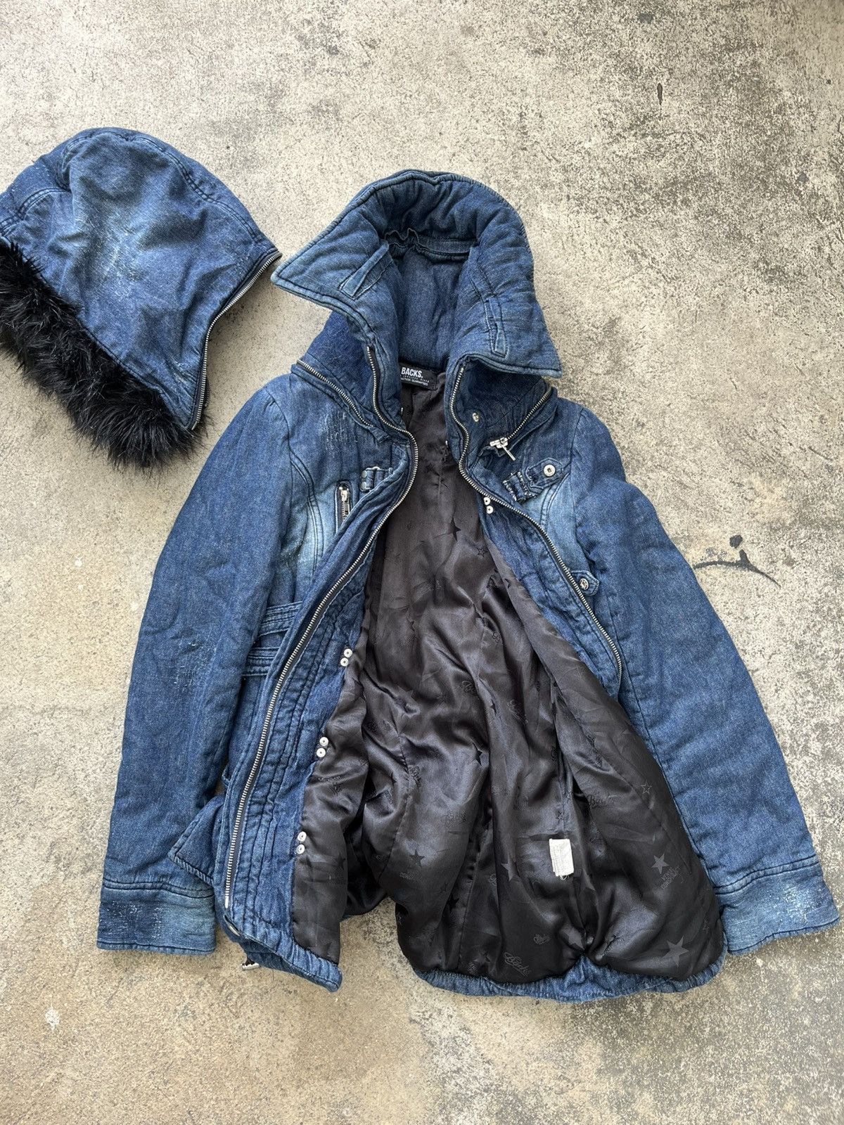 Japanese Brand Archive Denim Distressed Jacket Fur Hoodie Senditionaries Size US M / EU 48-50 / 2 - 4 Thumbnail