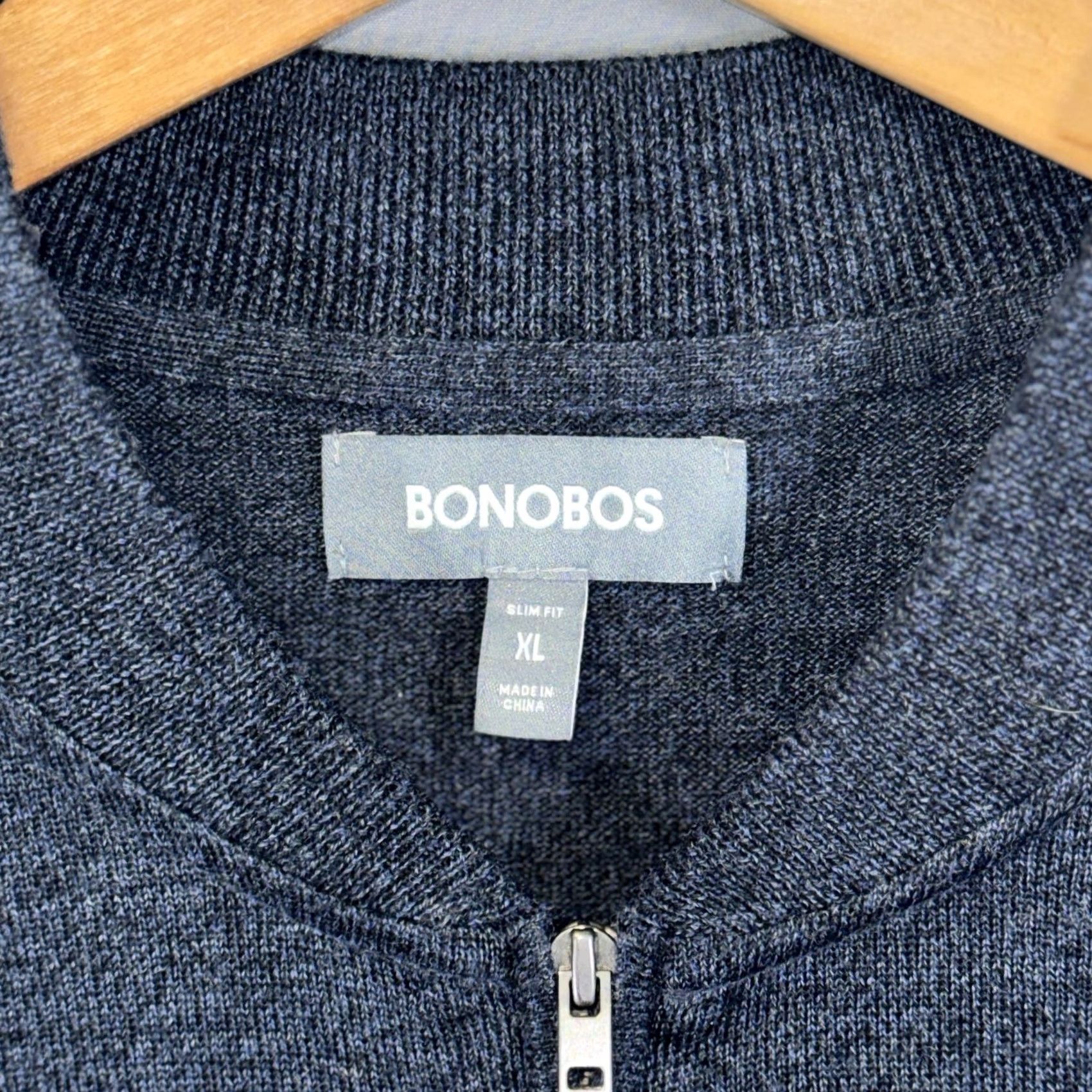 Bonobos Bonobos Sweater Mens XL Gray Half Zip Slim Fit Merino Wool Silk Blend Pullover Size US XL / EU 56 / 4 - 4 Thumbnail