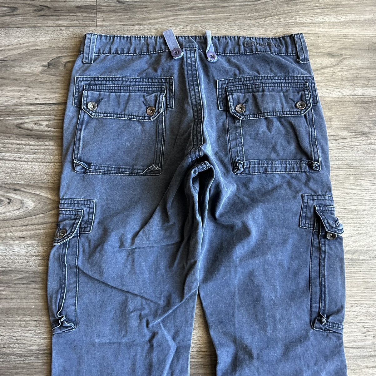 Other Vintage 90s/Y2K Faded Blue Cargo Flare Pants 34/32 Size US 34 / EU 50 - 5 Thumbnail