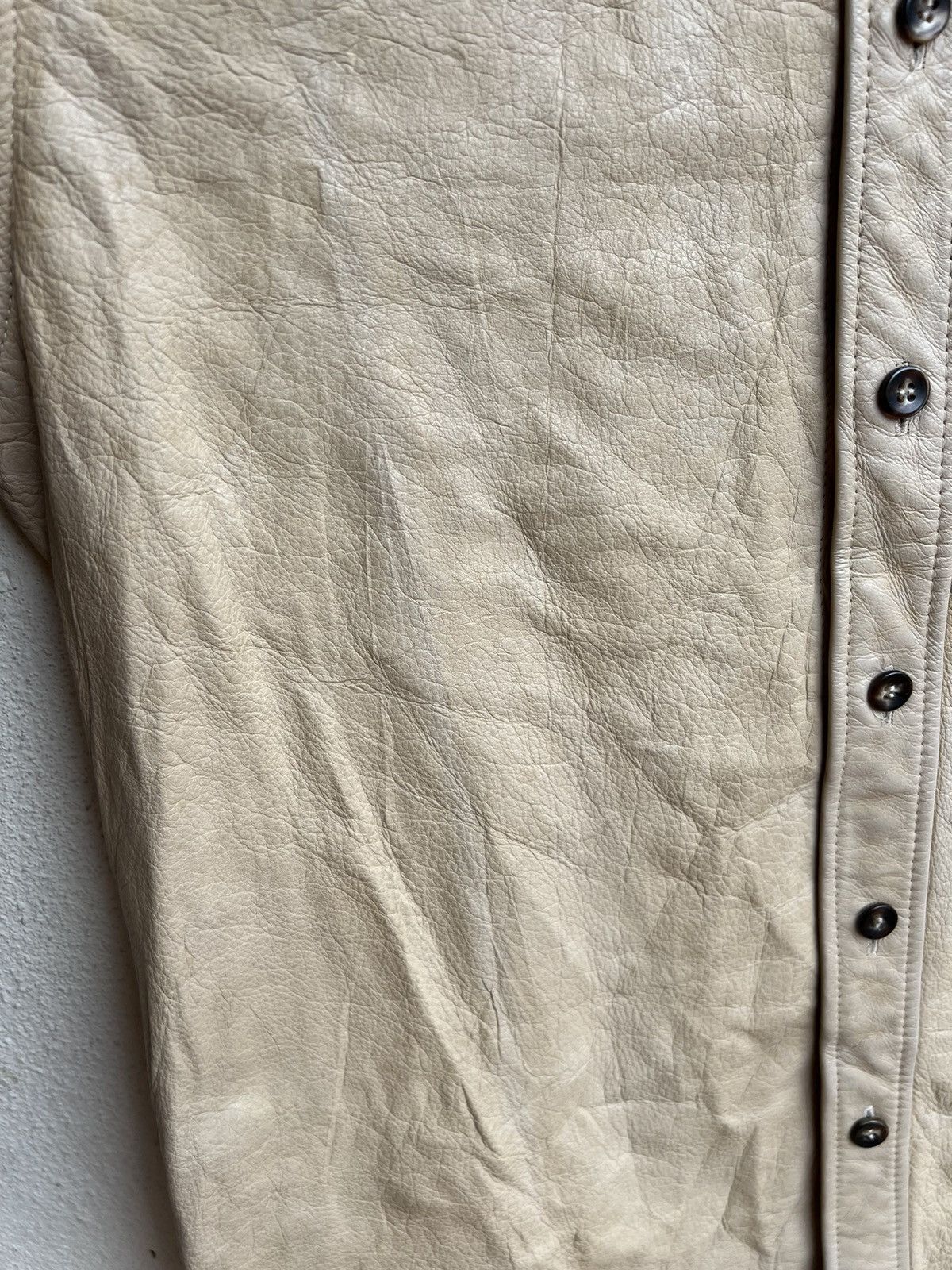 Leather Vintage Kazutaka Kato KAKA Fade Patina Cowhide Leather Shirt Size US M / EU 48-50 / 2 - 7 Thumbnail