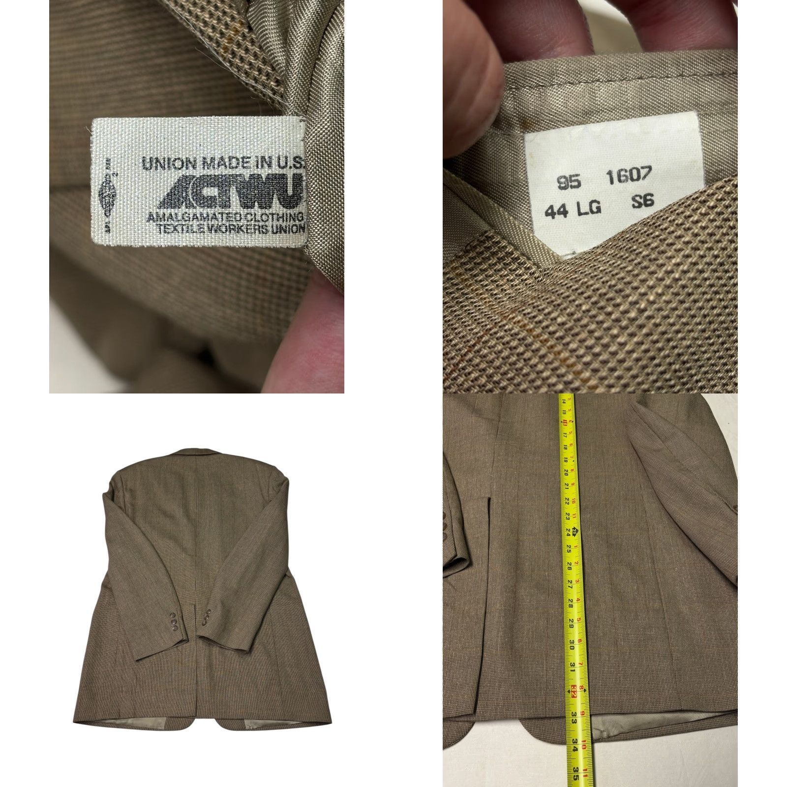 Brooks Brothers VINTAGE Brooks Brothers Mens Blazer Jacket Tan Plaid Coat 44 LG Union Made USA Size 44R - 8 Thumbnail