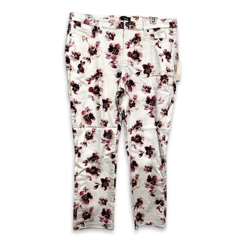Other NYDJ Jeans Floral Sheri Slim Ankle Length Cream/Pink 14 NWT Size 36" / US 14 / IT 50 - 2 Thumbnail