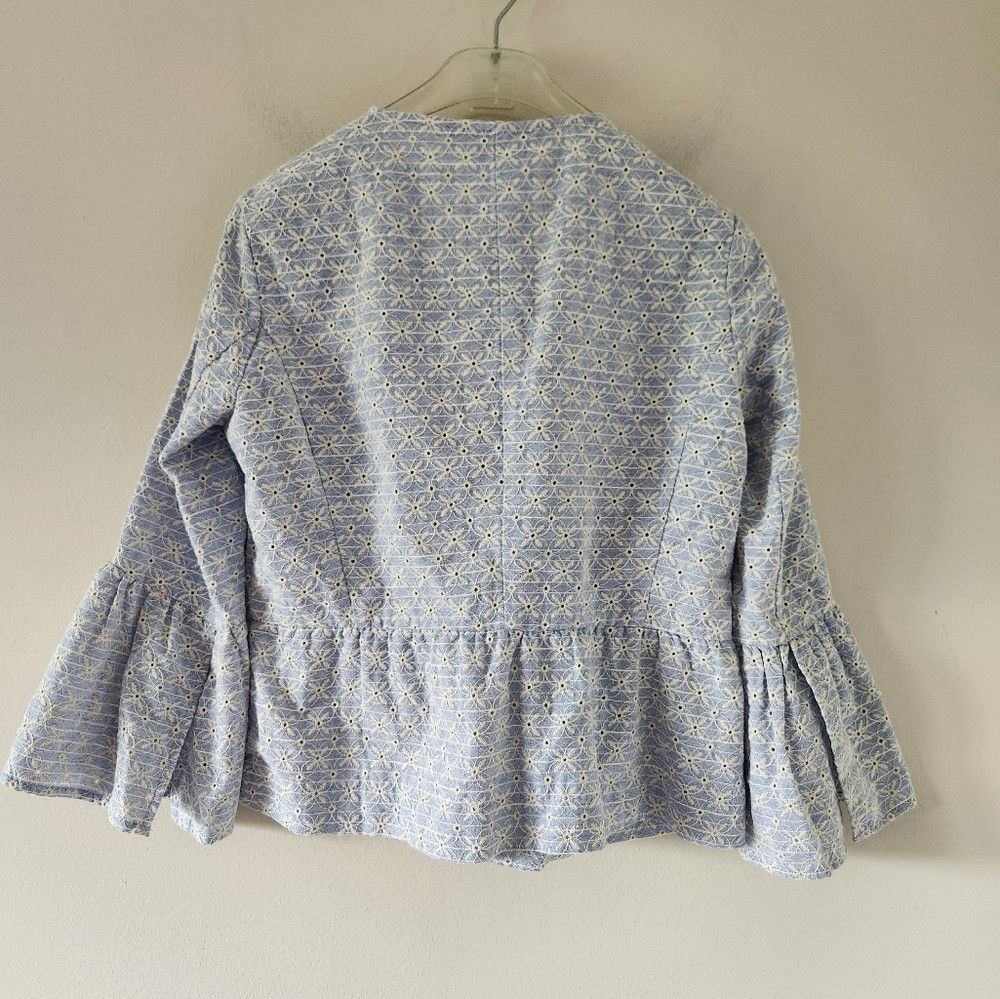 Zara ZARA | Eyelet Jacket Embroidered Blue Sz XS Size XS / US 0-2 / IT 36-38 - 3 Thumbnail