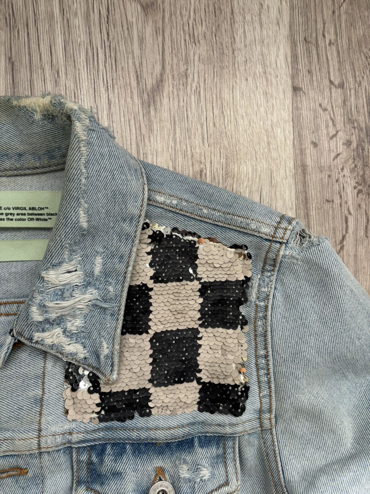 Off-White OFF-WHITE C/O VIRGIL ABLOH CHECKERED DENIM JACKET size 40 Size L / US 10 / IT 46 - 8 Thumbnail