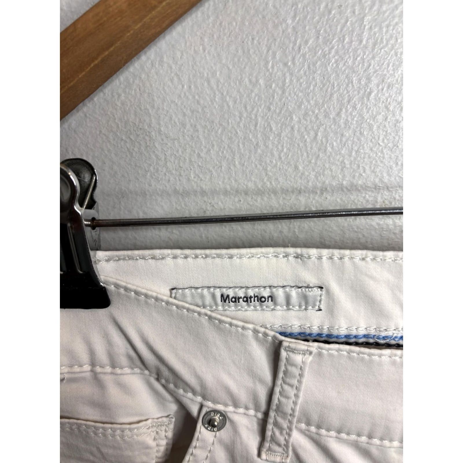 BRAX Brax Cadiz Marathon Five Pocket Jeans Mens White Cream Chino Denim Straight 34 Inseam 35 Overall Size US 34 / EU 50 - 4 Thumbnail