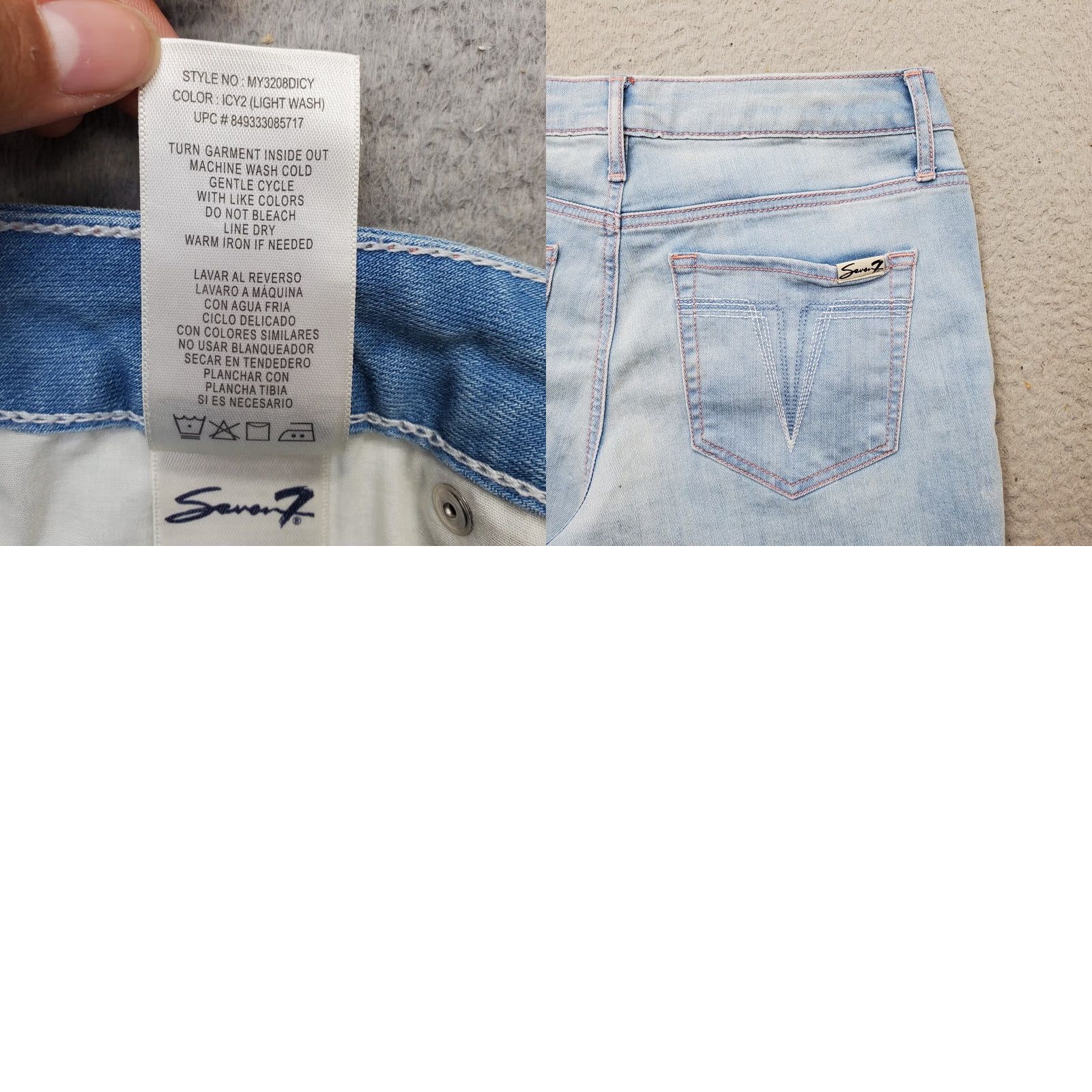 Vintage Seven7 Weekend Shorts Womens Size 4 Multi Denim Whiskered Light Wash Frayed Hem Bermuda Short Size 27" / US 4 / IT 40 - 8 Thumbnail