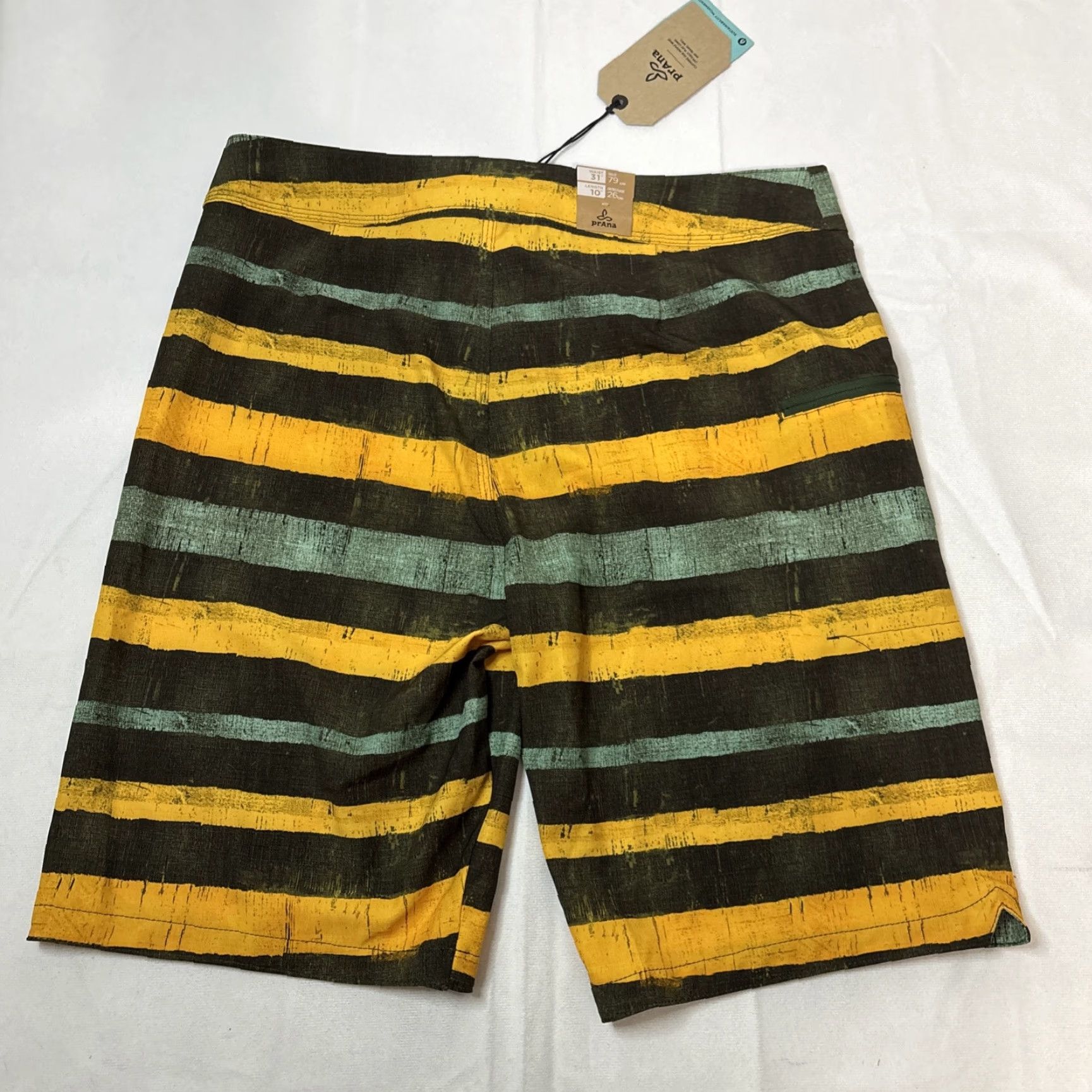 Prana VINTAGE? (No) - PrAna Board Shorts - Men - 31 - Yellow - Brown - Surf - 10 Inseam - NWT Size US 31 - 6 Thumbnail