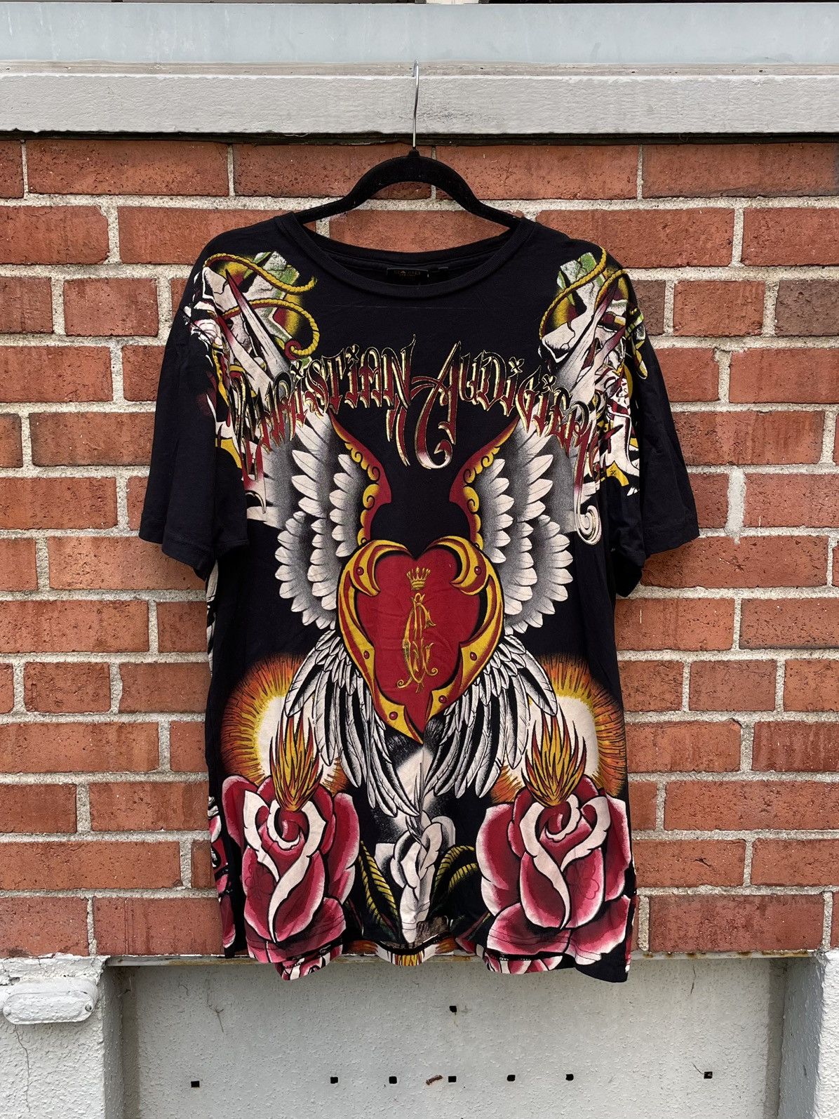 Christian Audigier Vintage Y2k Christian Audigier AOP Tattoo Graphic T Shirt Size US XXL / EU 58 / 5 - 1 Thumbnail