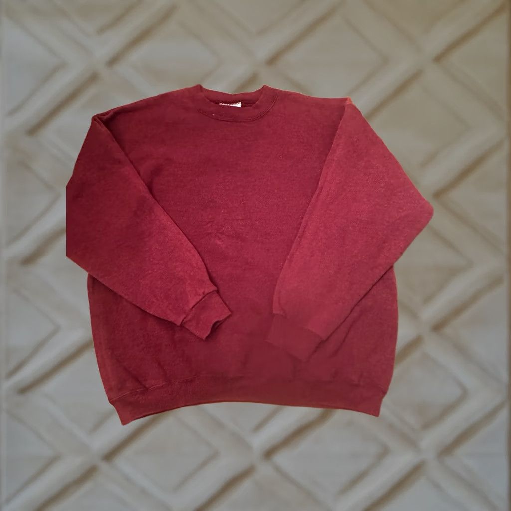 Lee VINTAGE Sweatshirt Mens XL Blank 90s Made In USA Crewneck Lee Sport Burgundy Size US XL / EU 56 / 4 - 1 Thumbnail