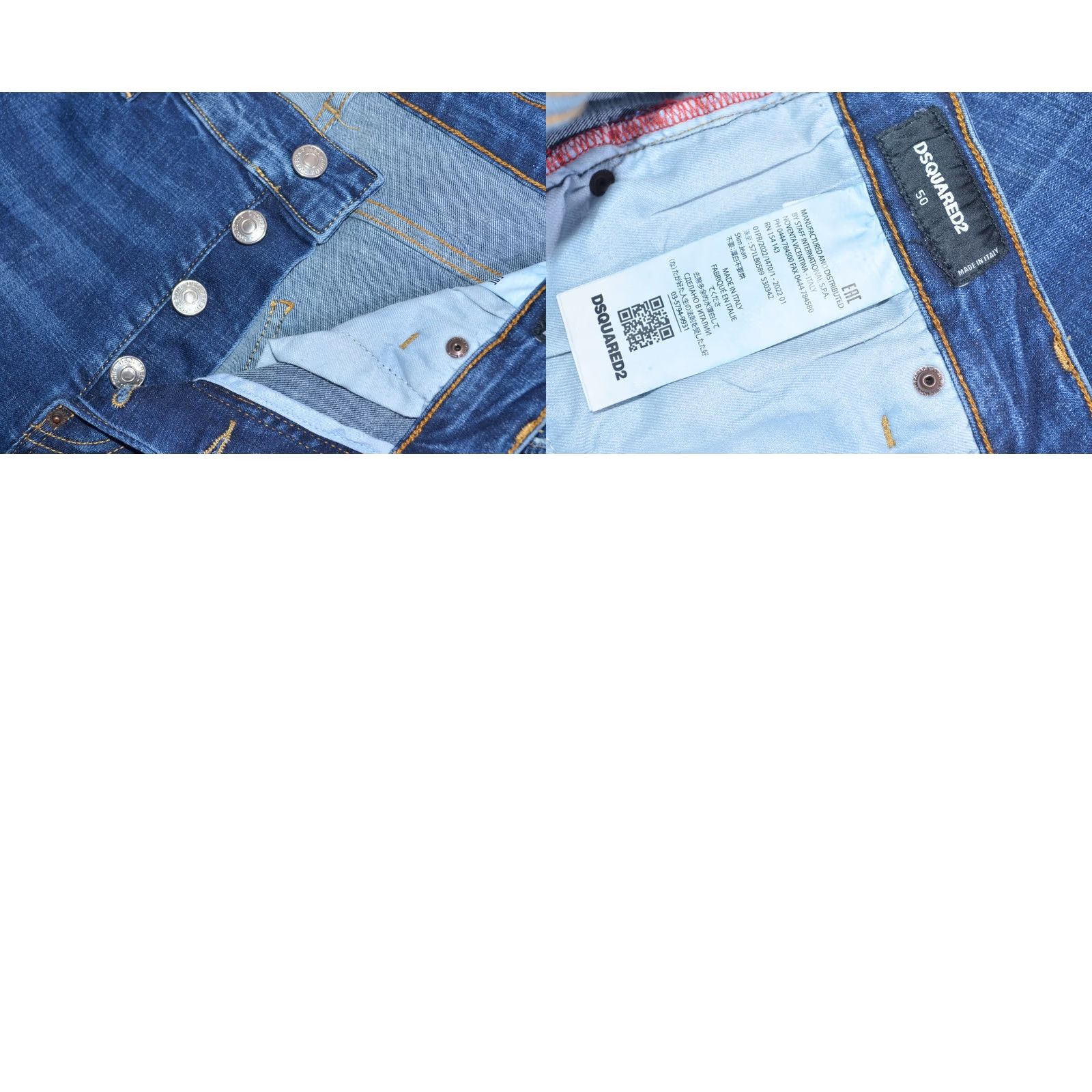 Dsquared2 DSQUARED2 Ibrahimovic Icon Jeans Denim Blue Distressed Size 50 Men Jeans Slim Regular 34in Waist 32in Inseam 82cm Rise 10-12in 50 XS? Size US 34 / EU 50 - 8 Thumbnail