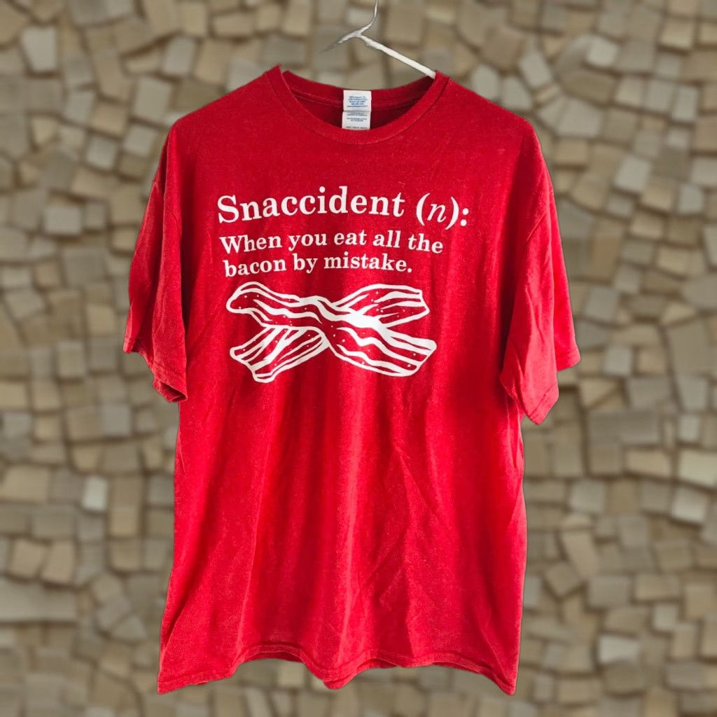 Delta Delta T-Shirt Men’s L Red "Snaccident" Novelty Top Funny Shirt Size US L / EU 52-54 / 3 - 1 Thumbnail