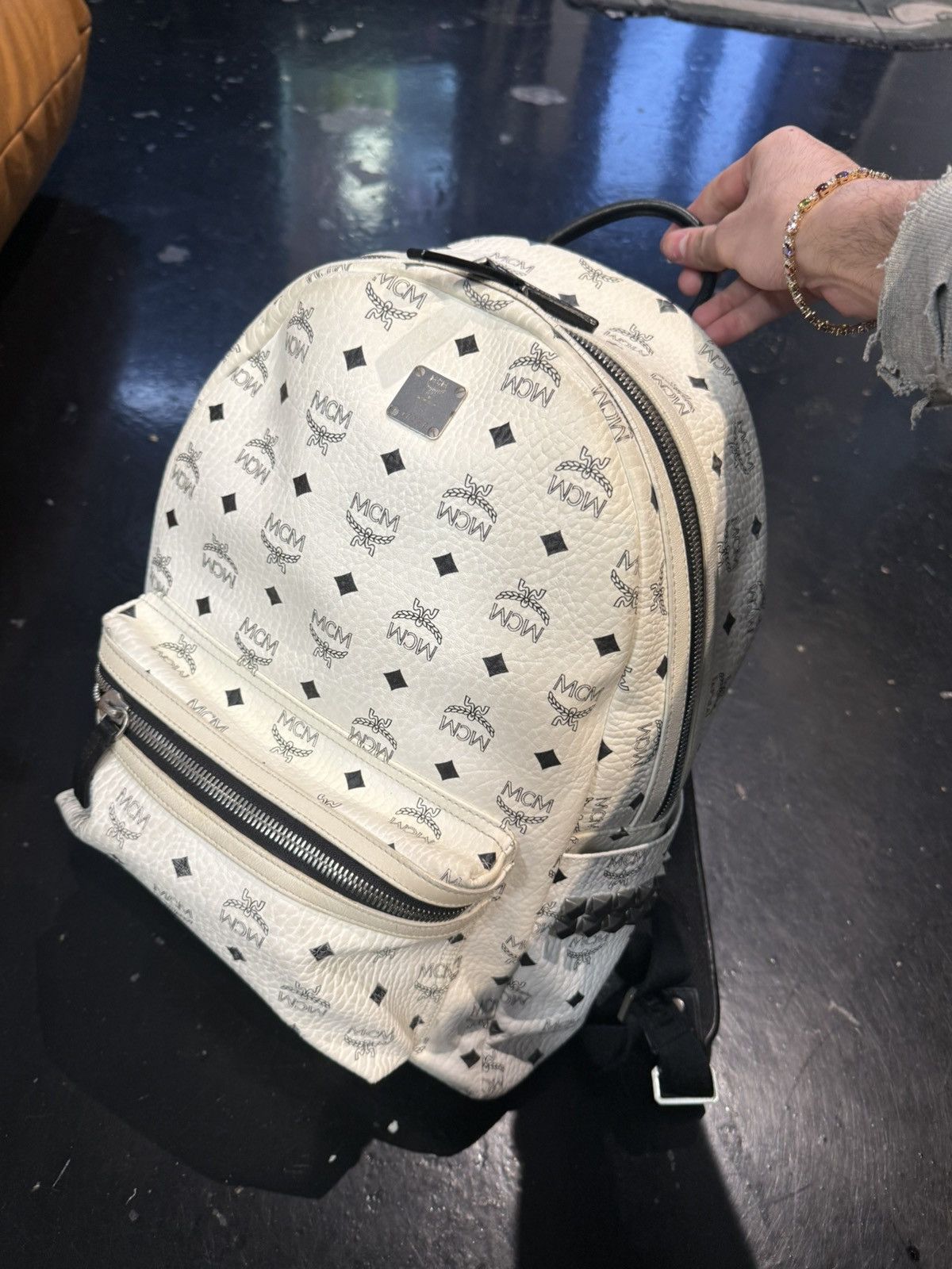 MCM Mcm white studded backpack Size ONE SIZE - 4 Thumbnail