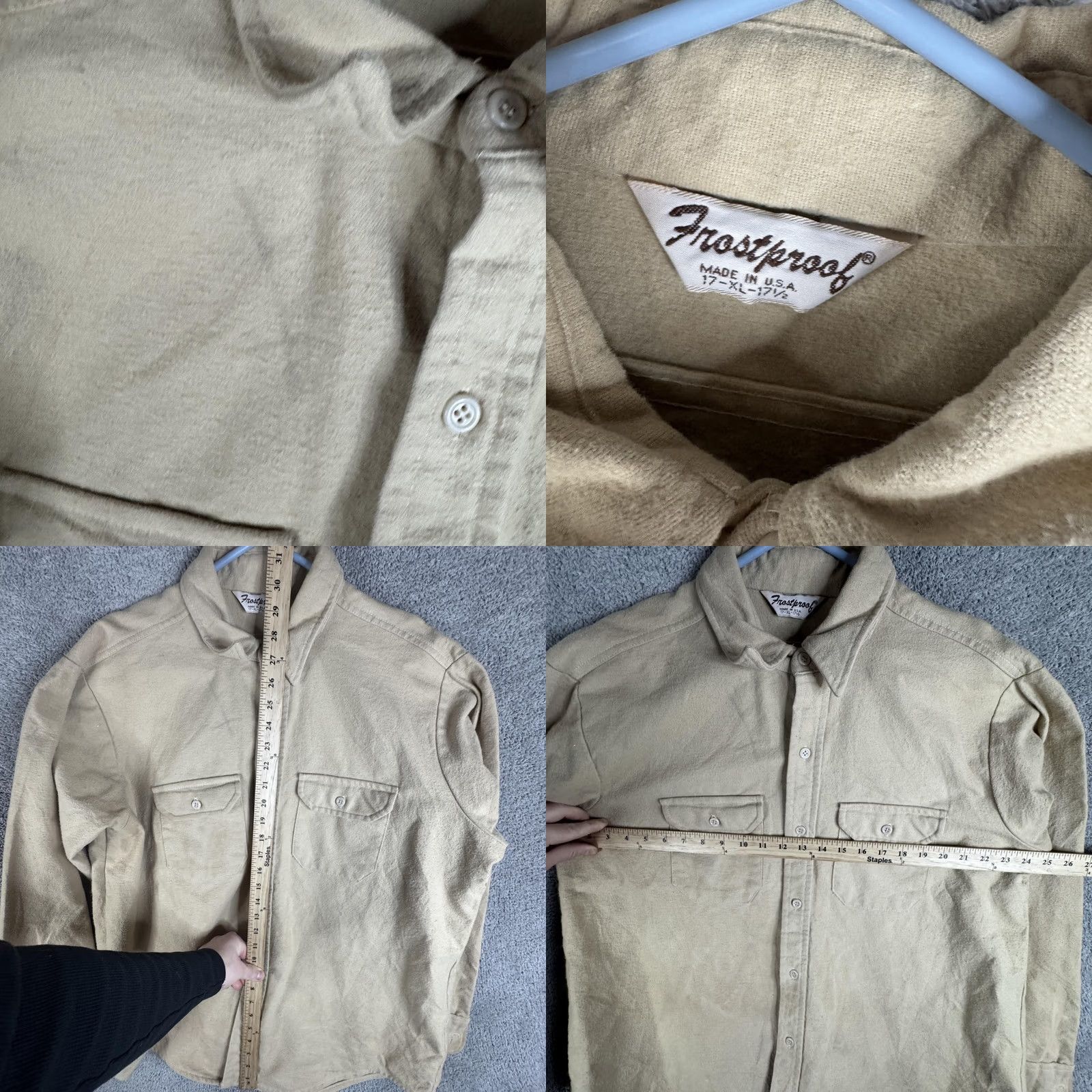 Vintage VINTAGE Frostproof Shirt Mens XL Beige Flannel Button Front Made USA Workwear Size US XL / EU 56 / 4 - 8 Thumbnail