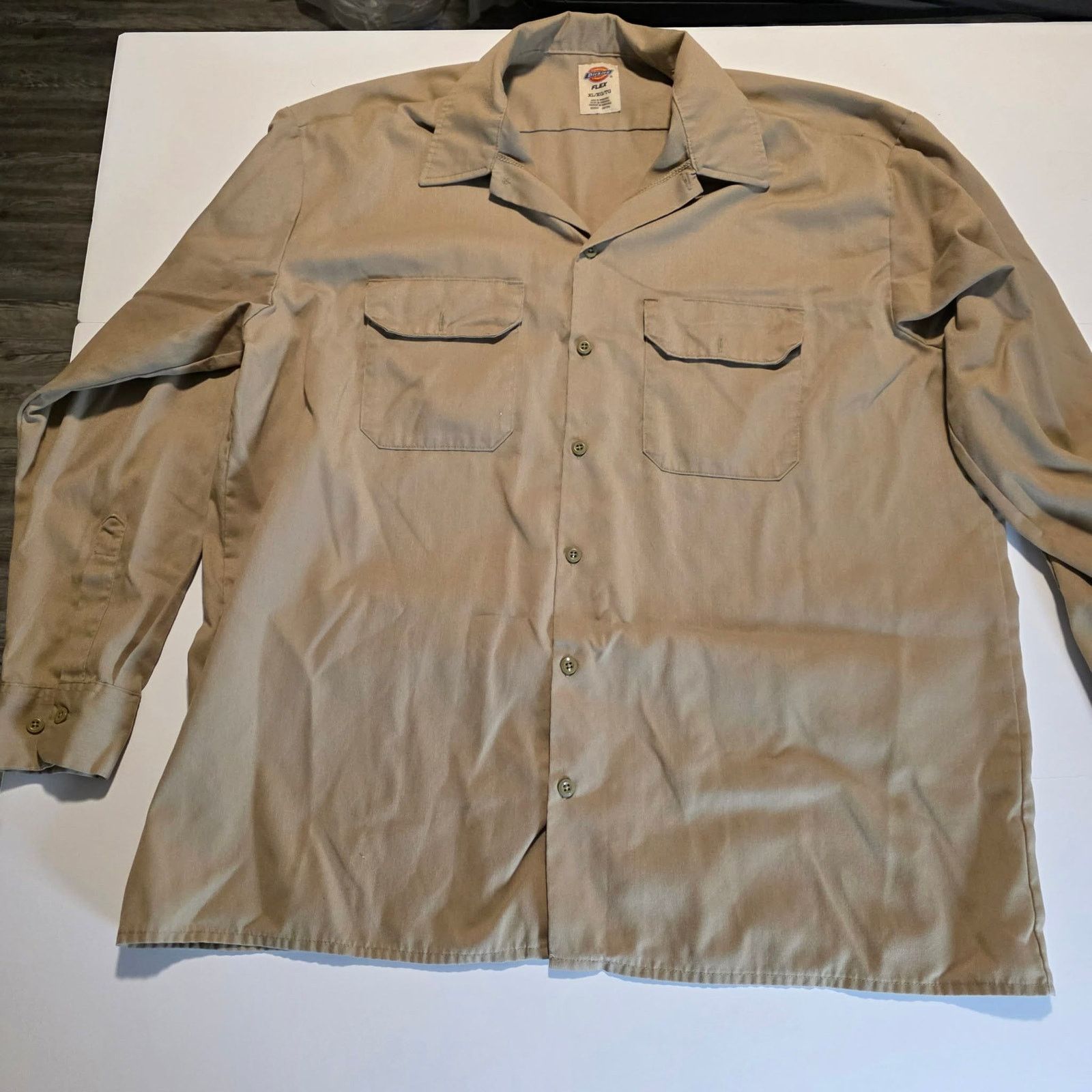 Dickies Dickies Flex Men's XL WORK Sleeve Tan Button Up Two Pocket Size US XL / EU 56 / 4 - 3 Thumbnail