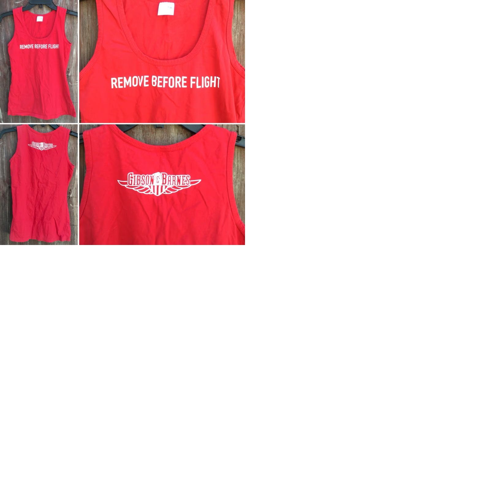 Vintage Gibson & Barnes Remove Before Flight Tank Top Women S Red Flight Flying Tank Cami Sleeveless 100% Cotton Size S / US 4 / IT 40 - 9 Thumbnail