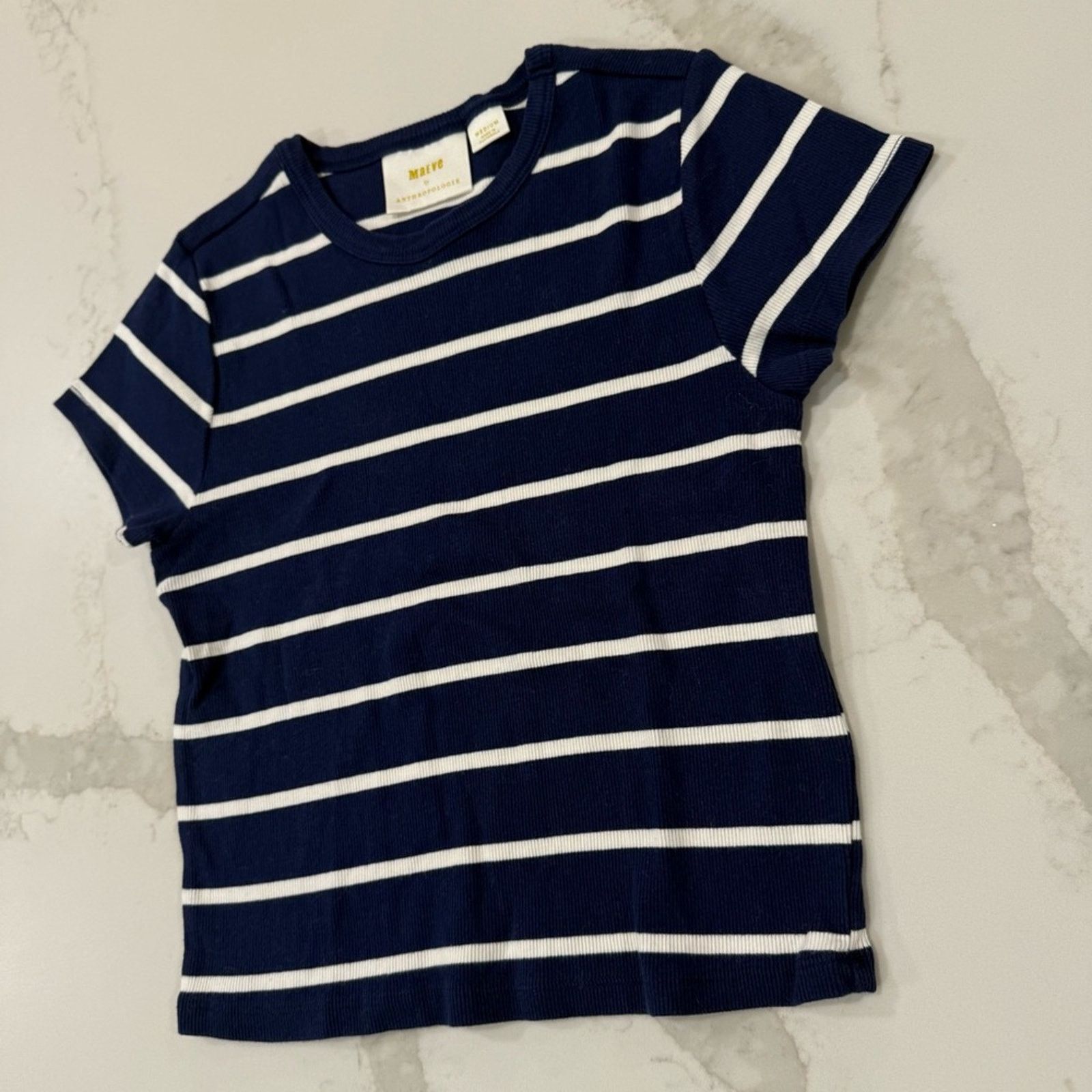 Anthropologie Maeve Anthropologie Striped Ribbed Baby Tee Women’s Medium Size M / US 6-8 / IT 42-44 - 4 Thumbnail