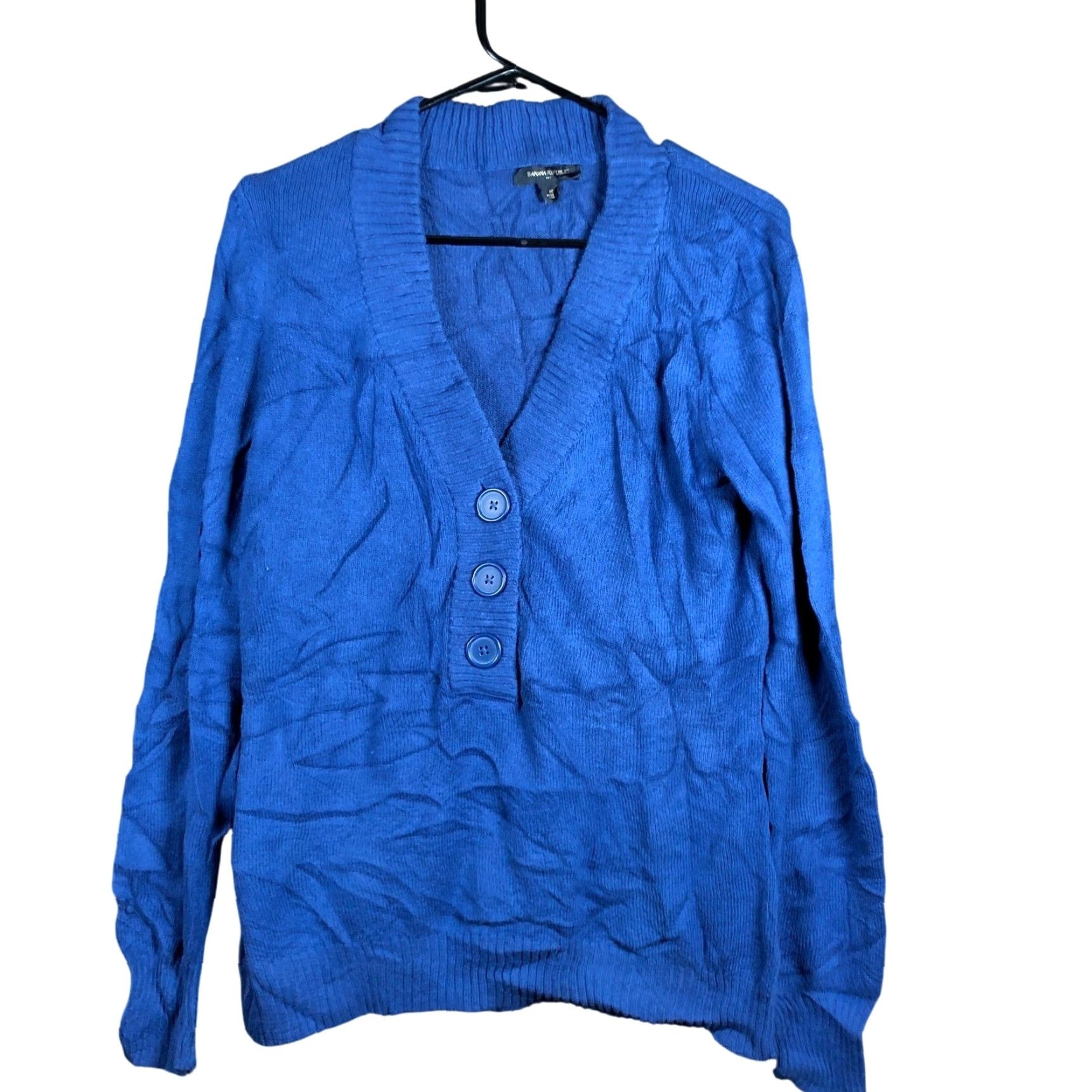 Banana Republic Banana Republic Womens Sweater Blue V Neck Pullover Henley Stretch Medium Shirt Womens Blouse Knit Henley Blue Short Sleeve? Size M / US 6-8 / IT 42-44 - 2 Thumbnail