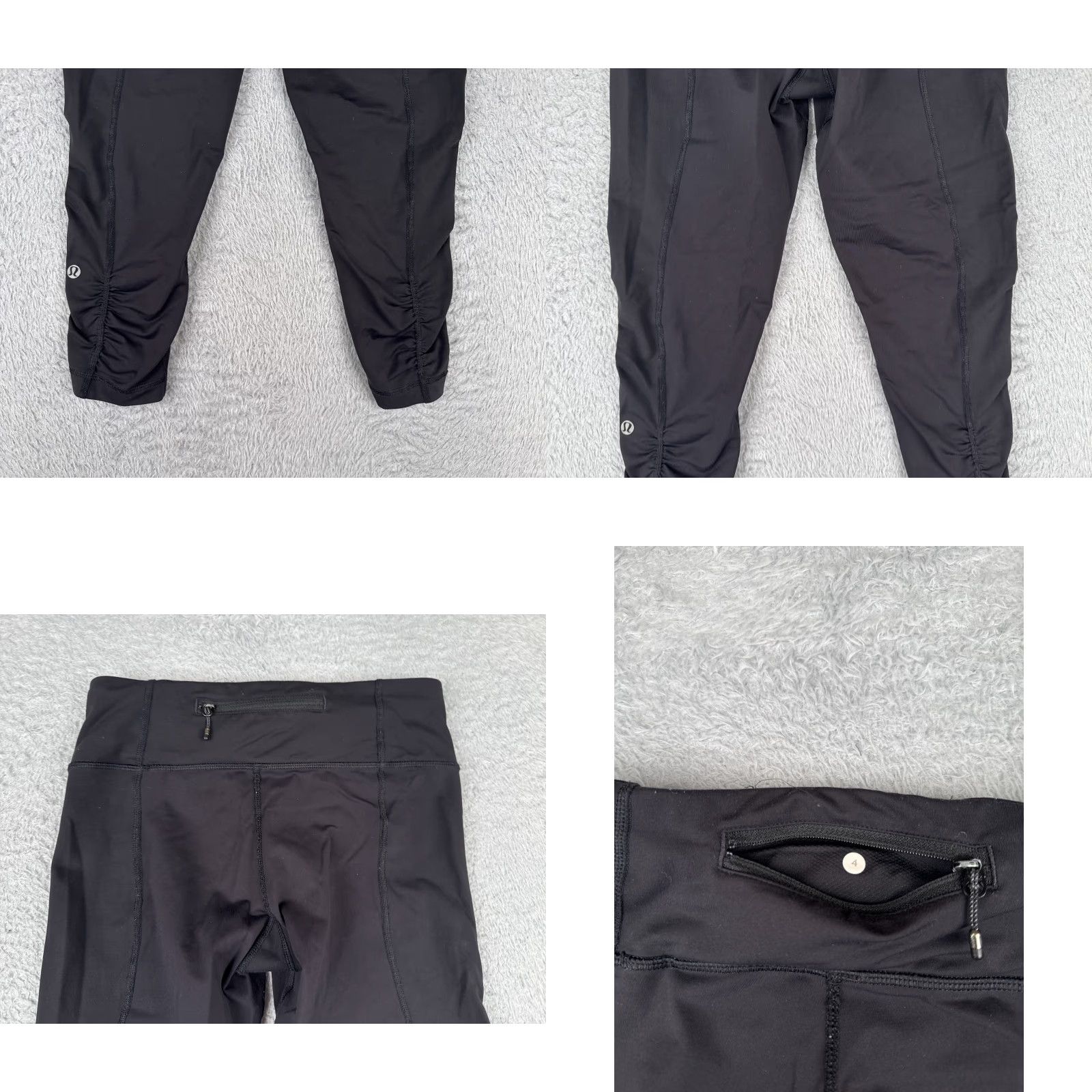 Lululemon Lululemon Pants Womens 4 Black Ruched Leg Zipper Pocket Gym Workout Fitness Activewear Women Pants Size 27" / US 4 / IT 40 - 9 Thumbnail
