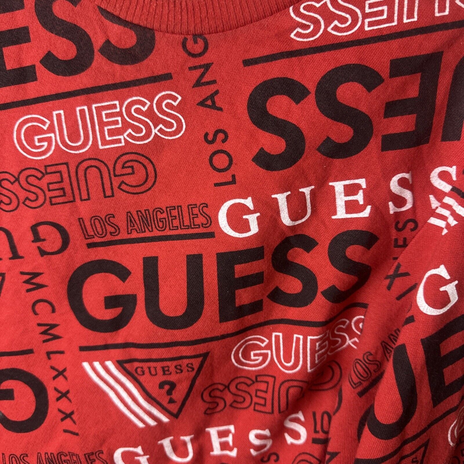 Guess Guess Womens Red Crewneck All Over Logo Pullover Size L Size L / US 10 / IT 46 - 4 Thumbnail