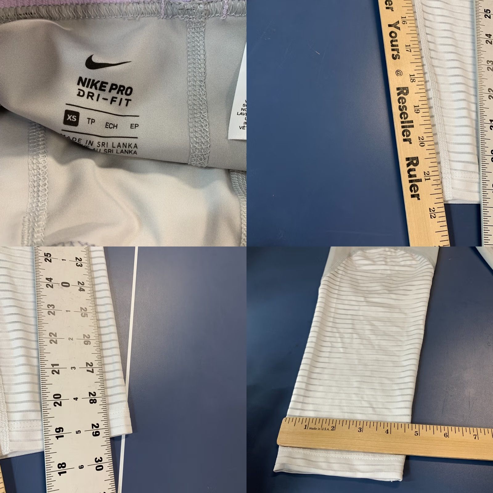 Nike Nike Pro Crop Active Leggings Womens XS White Dri-Fit 24x22 Tights Skinny Baroque? Size 26" / US 2 / IT 38 - 9 Thumbnail