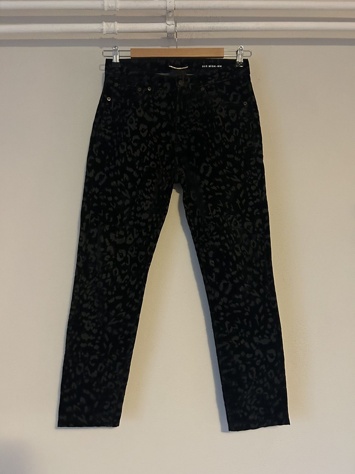 Saint Laurent Paris SS13 D05 Hedi Slimane Babycat Print Velvet Jeans Size US 29 - 1 Thumbnail