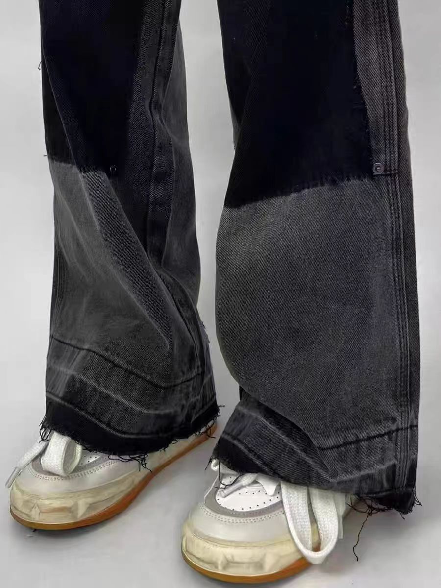 Japanese Brand Vintage style washed irregular patchwork micro flare jeans Size US 34 / EU 50 - 4 Thumbnail