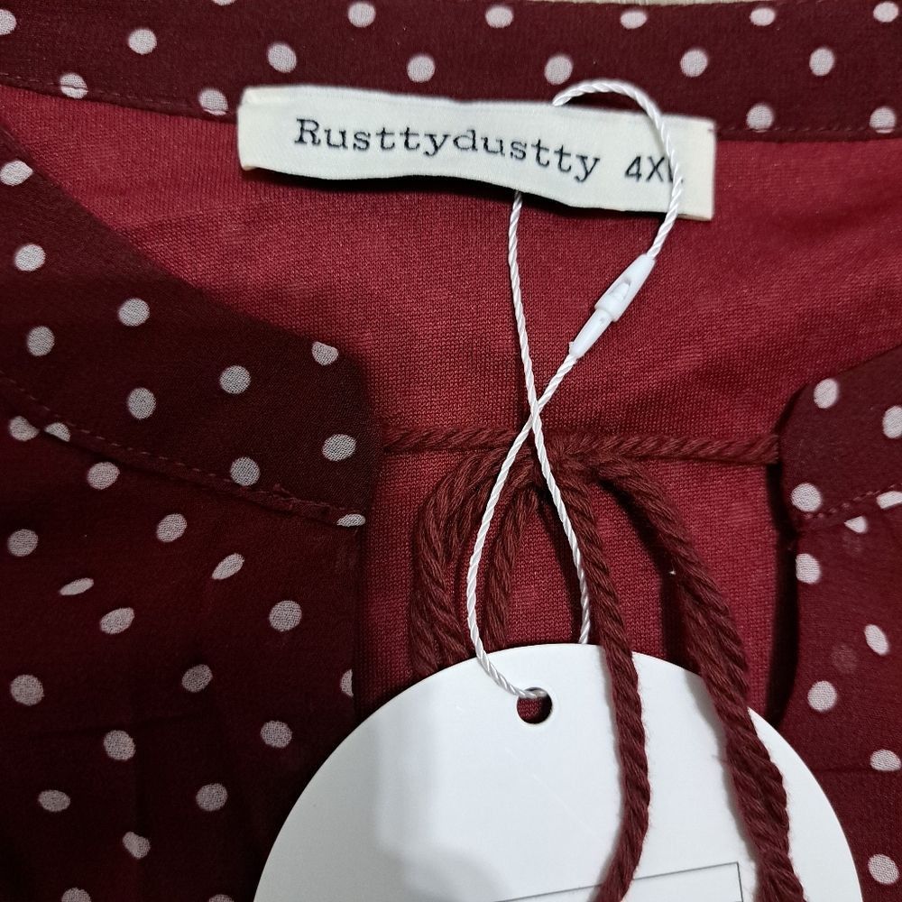 Other RusttyDustty Polka-Dot Floral Embroidered Modern Boho Tie Ne Size 4XL / US 24-26 - 5 Thumbnail
