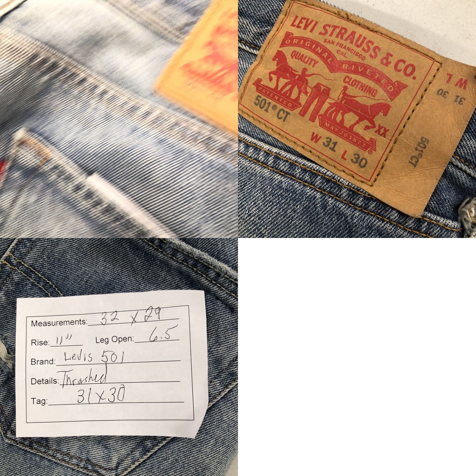 Levi's Levi's 501 Jeans Men's Size 32x29 Straight Leg Button Fly Distressed Light Denim Blue 5-Pocket Casual Pants Regular Slim fit Mens Size US 32 / EU 48 - 9 Thumbnail