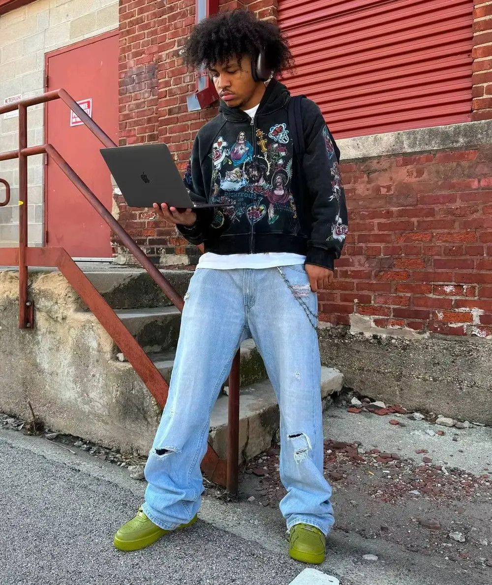 Japanese Brand × Vintage Casual y2k zipper loose hoodie for printed hip-hop pattern Size US L / EU 52-54 / 3 - 4 Thumbnail