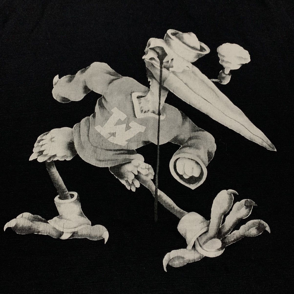 Off White Small Othelo's Stork Bird Black Tee Cut Off Virgil