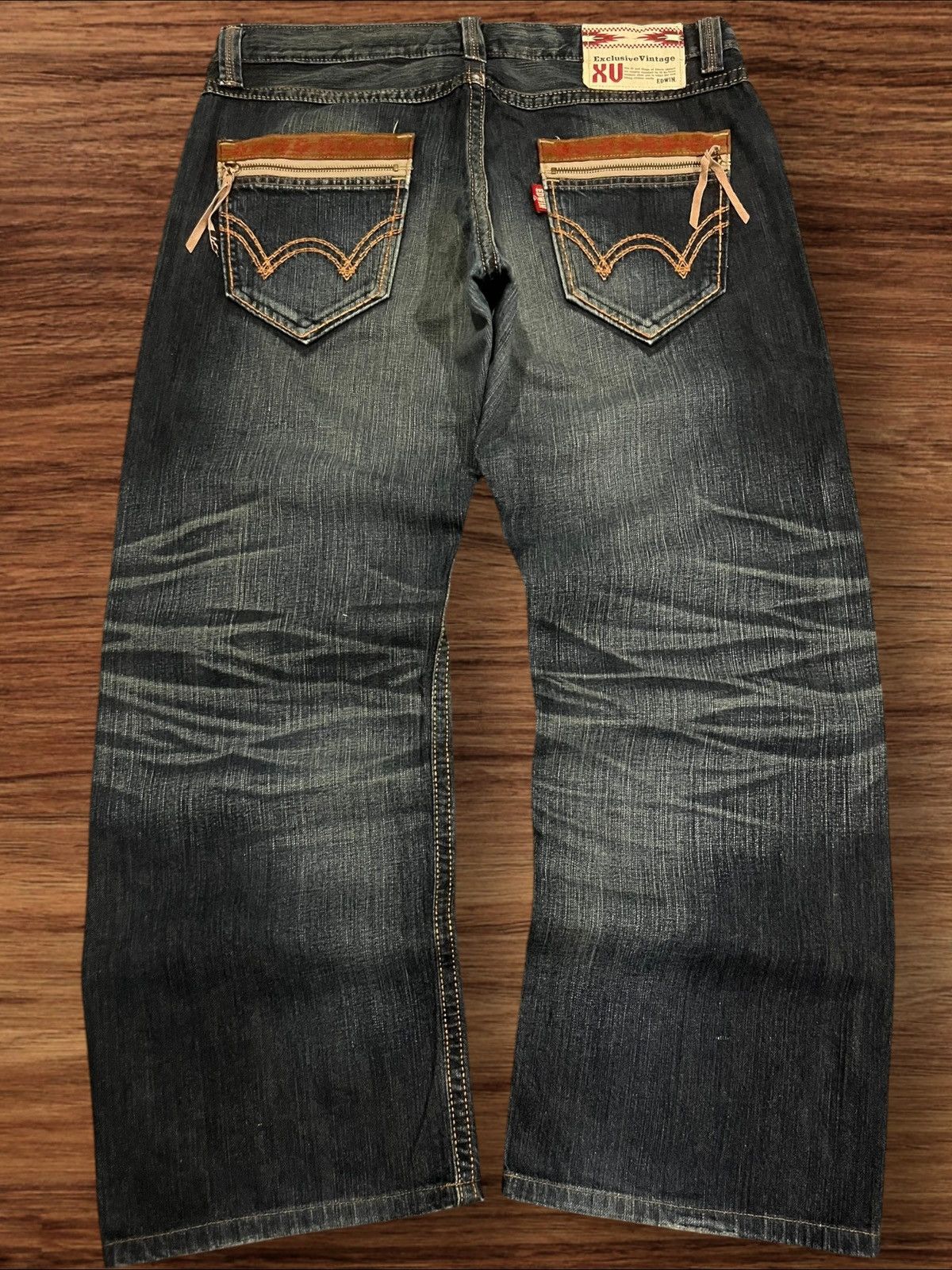 Edwin ⚡️Baggy⚡️Edwin Exclusive Vintage XV Distressed Dark Wash Jeans Size US 36 / EU 52 - 1 Thumbnail