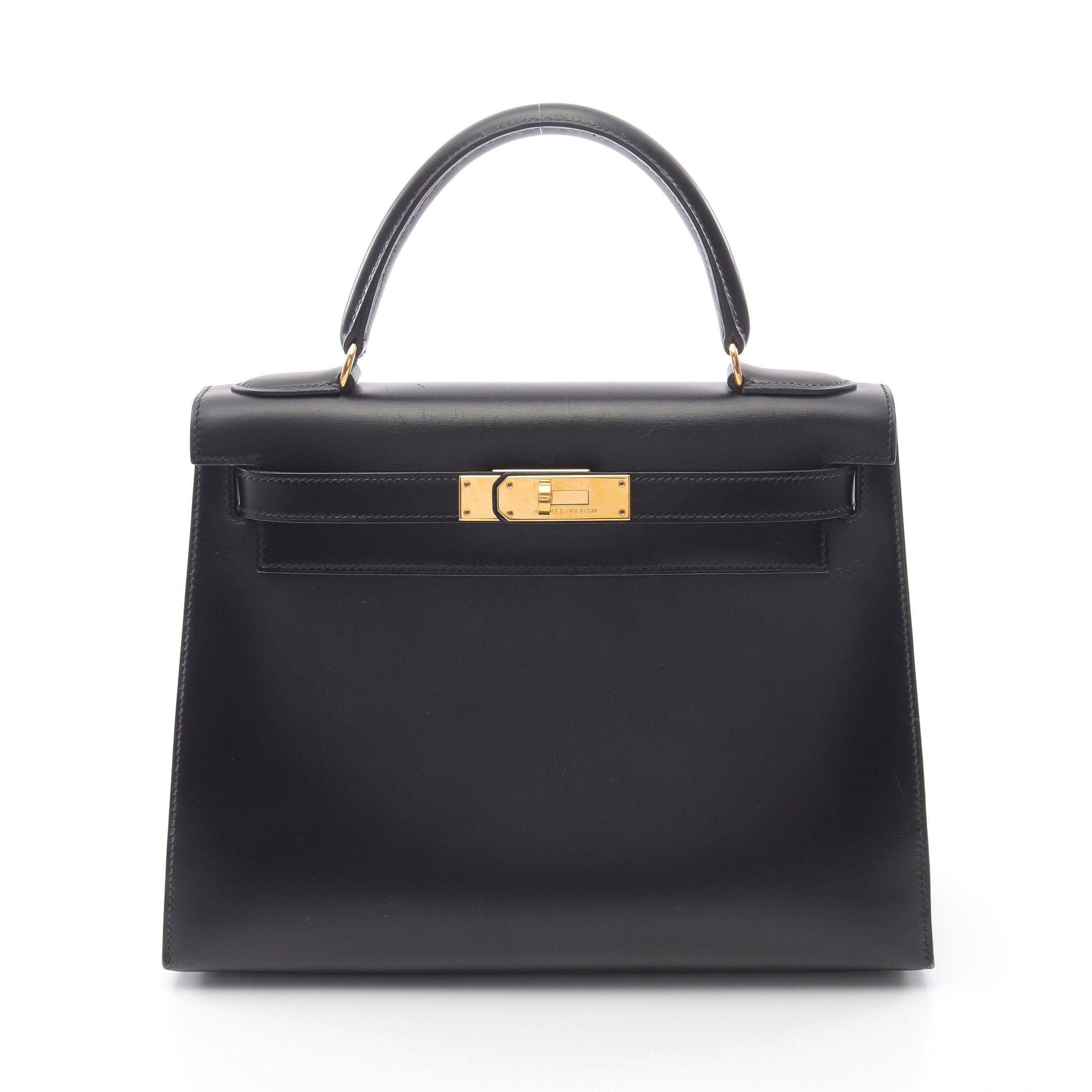 Hermes Hermes Kelly28 Handbag Box Calf Black Gold Hardware Stamp Size ONE SIZE - 1 Thumbnail