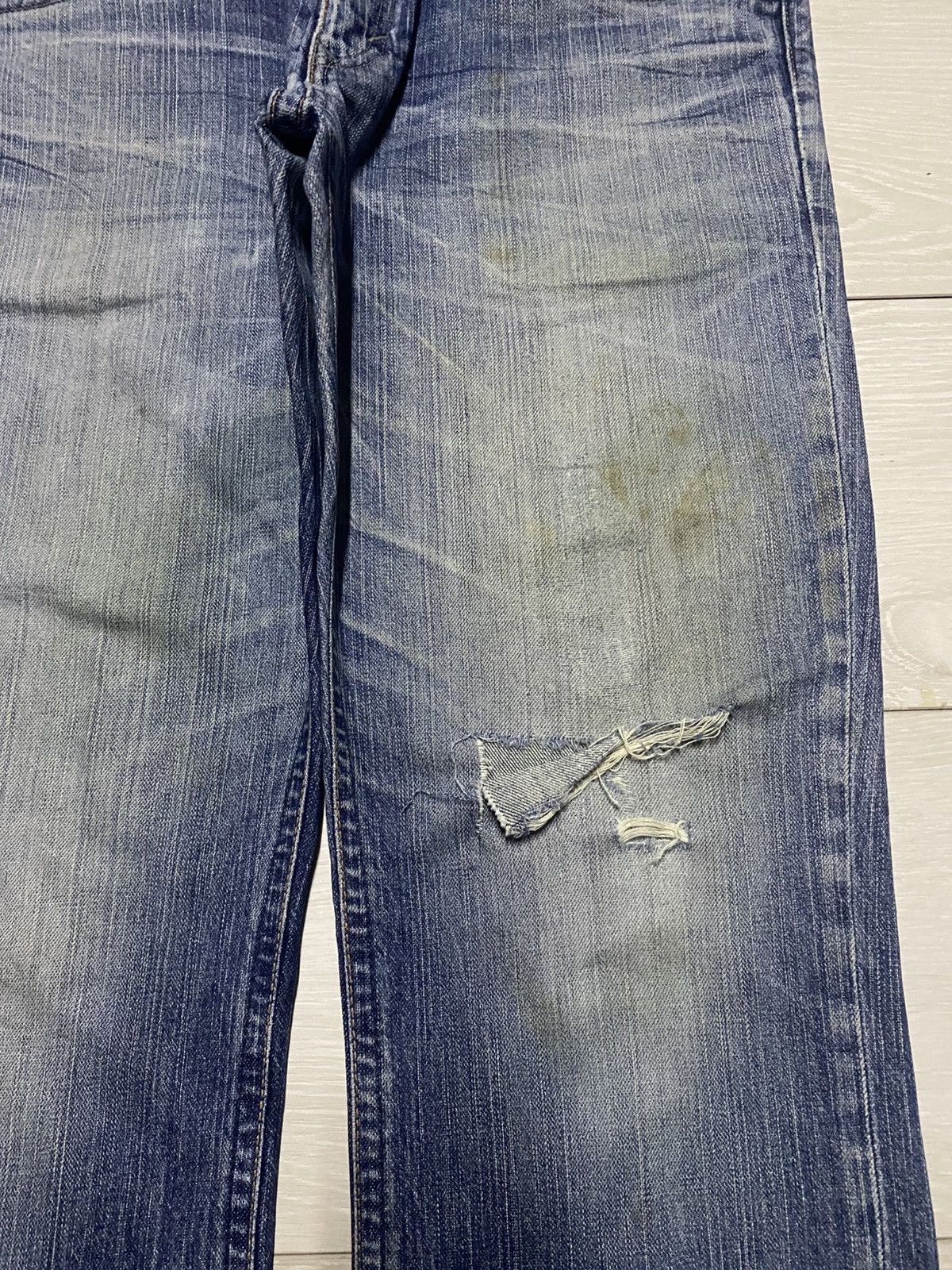 Edwin Japanese Brand Edwin Blue Trip Grunge Distressed Loose Jeans Size US 35 - 8 Thumbnail