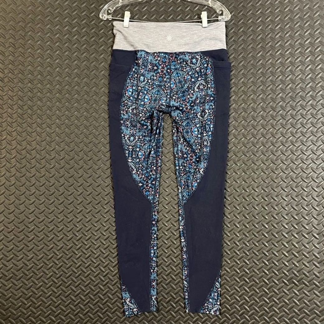 Athleta Athleta Medium High Rise Geometric Print Yoga Workout Leggings with Pockets Size 32" / US 10 / IT 46 - 2 Thumbnail
