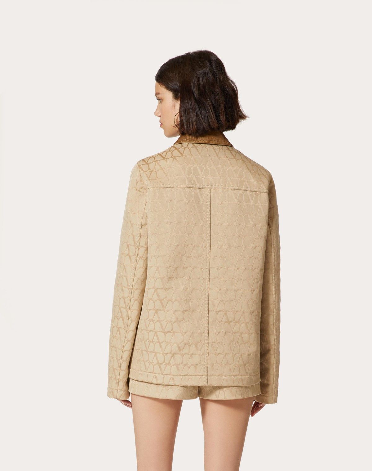 Valentino o1s1wg110525 Toile Iconographe Cordura Cotton Caban in Beige Size XS / US 0-2 / IT 36-38 - 5 Thumbnail