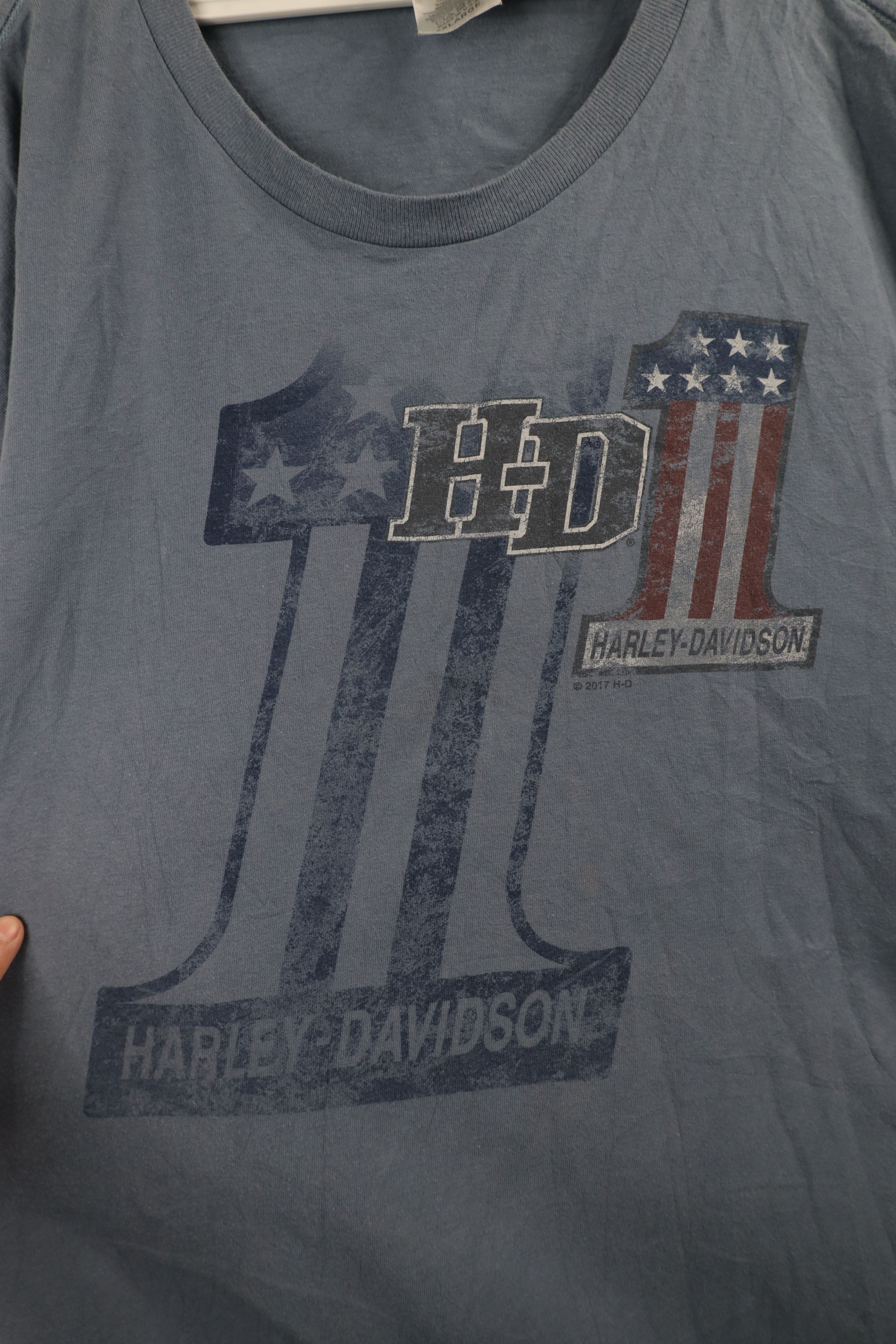 Harley Davidson × Vintage Vintage Y2K Harley Davidson Spell Big Logo T-Shirt Blue USA Size US XXL / EU 58 / 5 - 4 Thumbnail