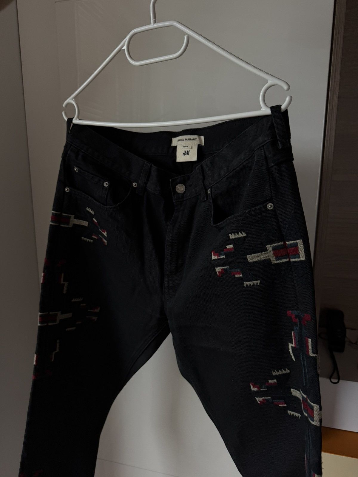 Isabel Marant Isabel Marant x H&M Embroidered Western Black Denim Jeans Size US 33 - 3 Thumbnail