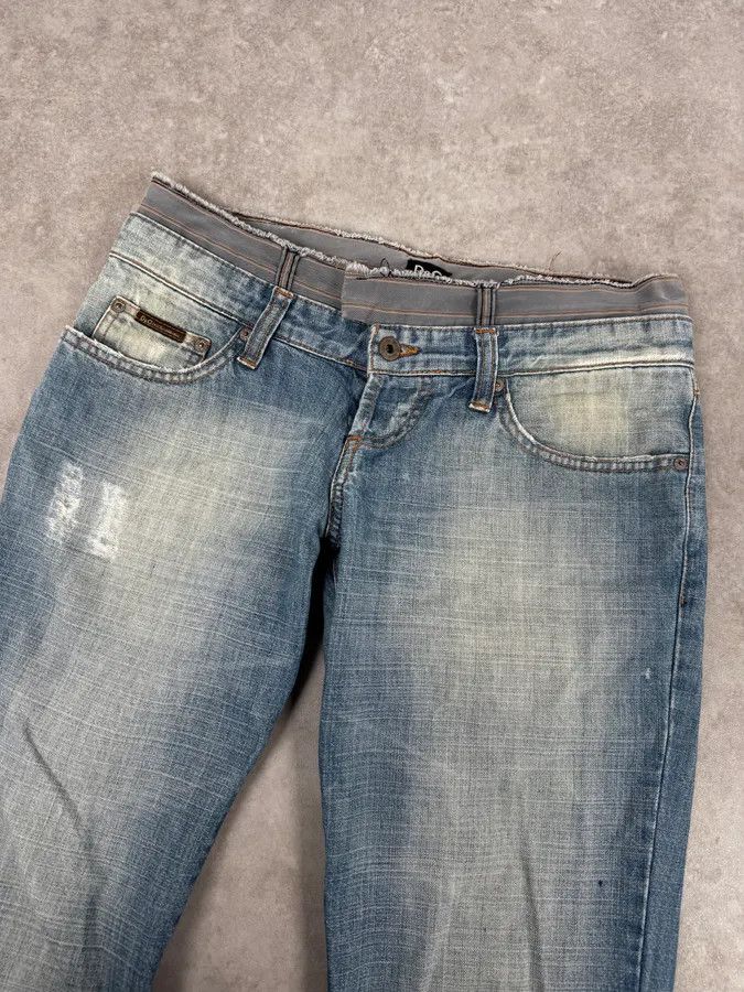 Dolce & Gabbana AW2003 Dolce & Gabbana Light Blue Distressed Double Waisted Jeans Size US 32 / EU 48 - 6 Thumbnail