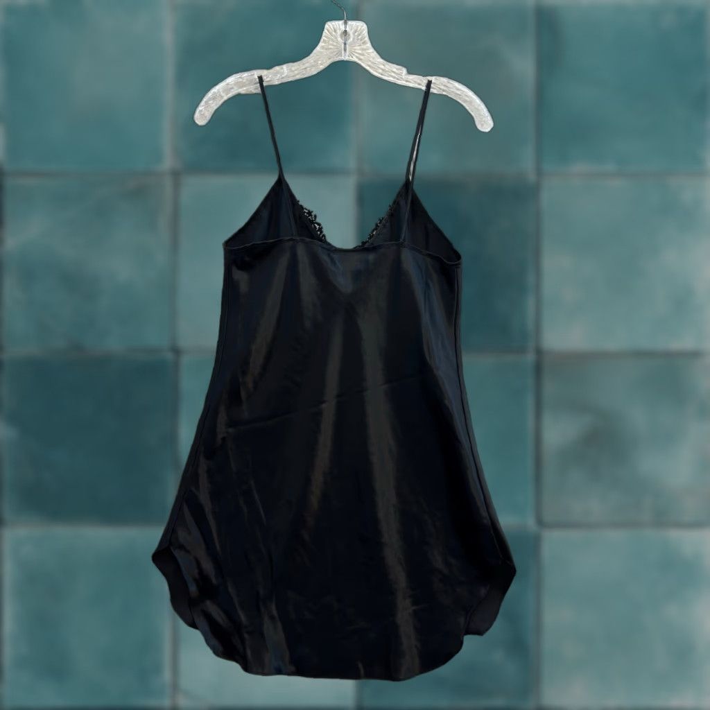 Vintage VINTAGE Secret Treasures Slip Dress M Black Satin Lace Chemise Negligee Womens M/L Satin Slip Size M / US 6-8 / IT 42-44 - 1 Thumbnail