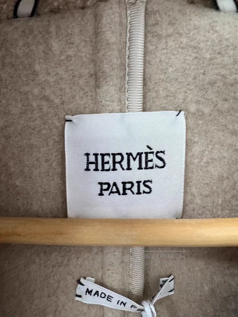 Hermes Hermes Beige Wool Coat, 72% Wool + 15% Cashmere, Leather P Size XS / US 0-2 / IT 36-38 - 3 Thumbnail